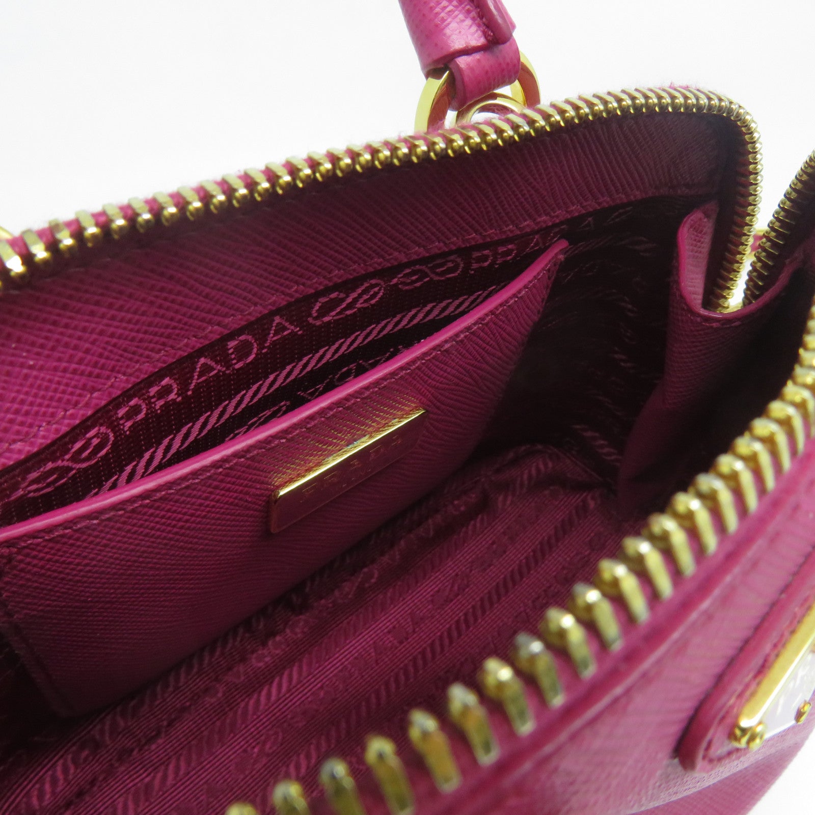 PRADA 牛皮皮革2 Way Shoulder金扣手挽肩背兩用袋粉紅色