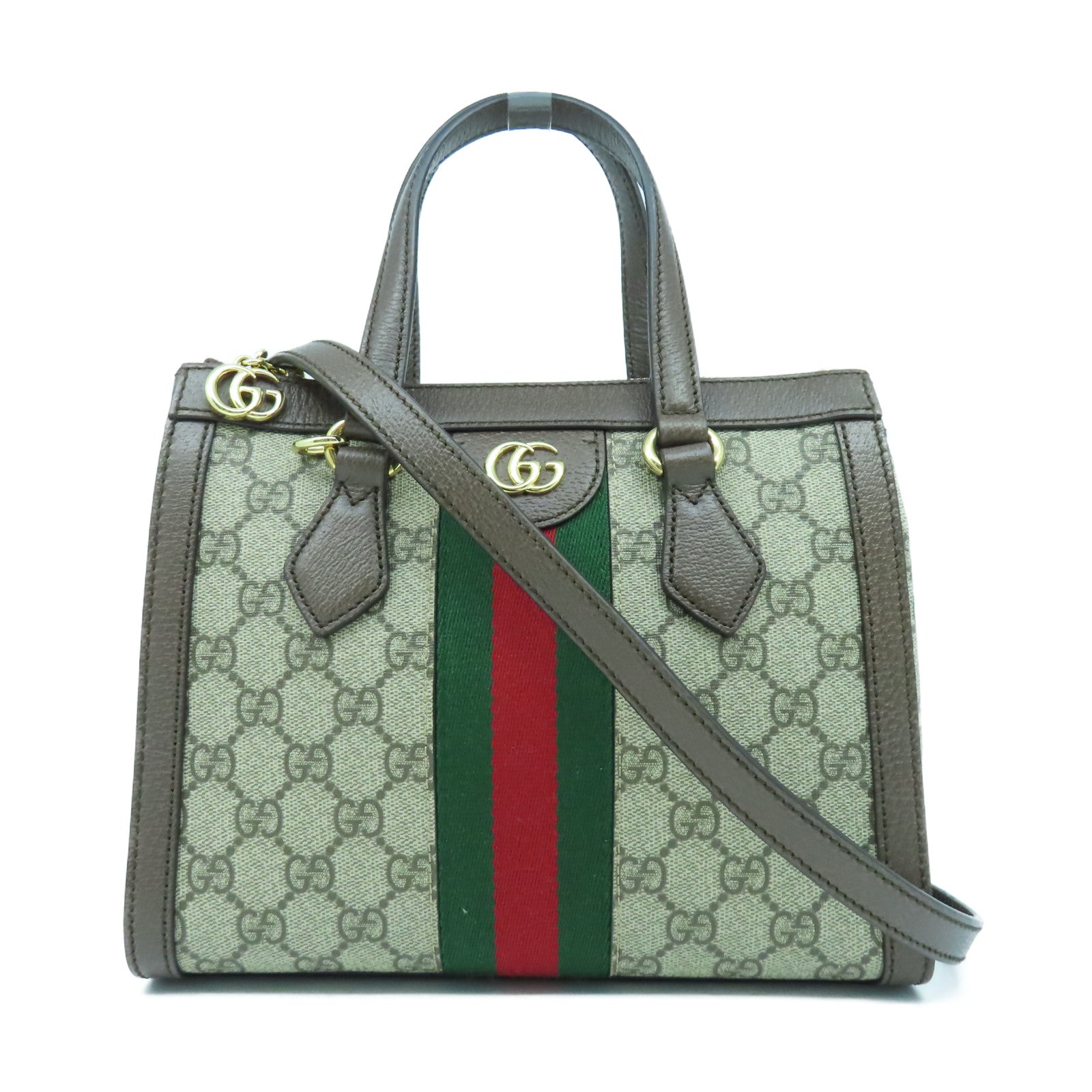GUCCI 塗層帆布Ophidia Small Tote金扣手挽肩背兩用袋啡色