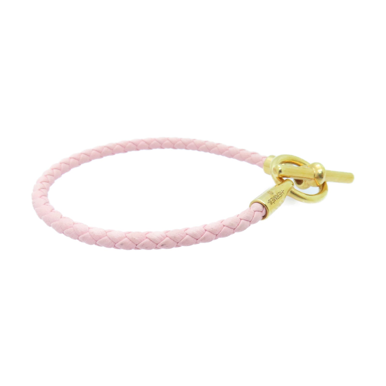 HERMES Leather Bracelets Gold Buckle Bracelet Pink