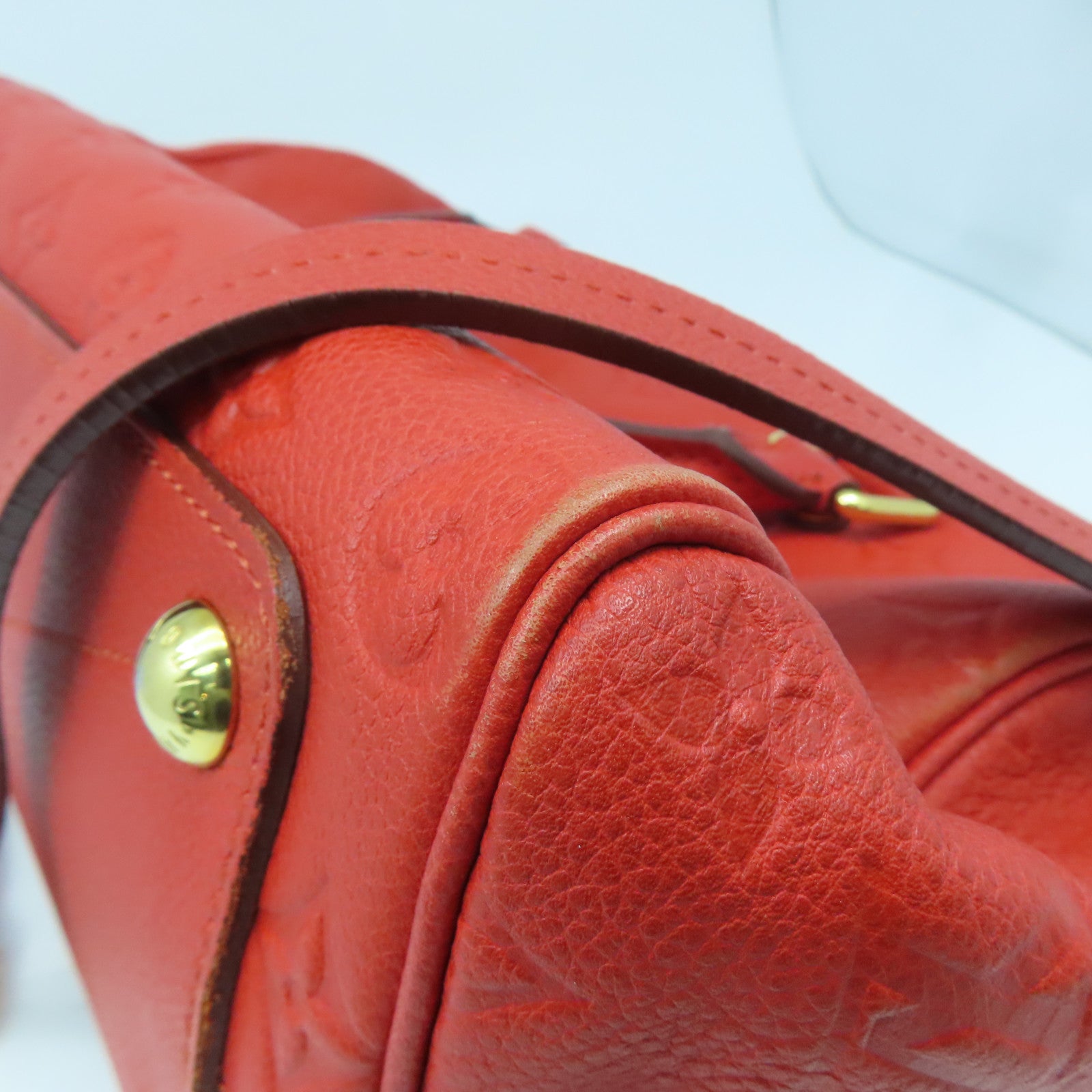 LOUIS VUITTON 【激減優惠】Monogram Empreinte Speedy 25 Bandouliere金扣手挽肩背兩用袋橙色