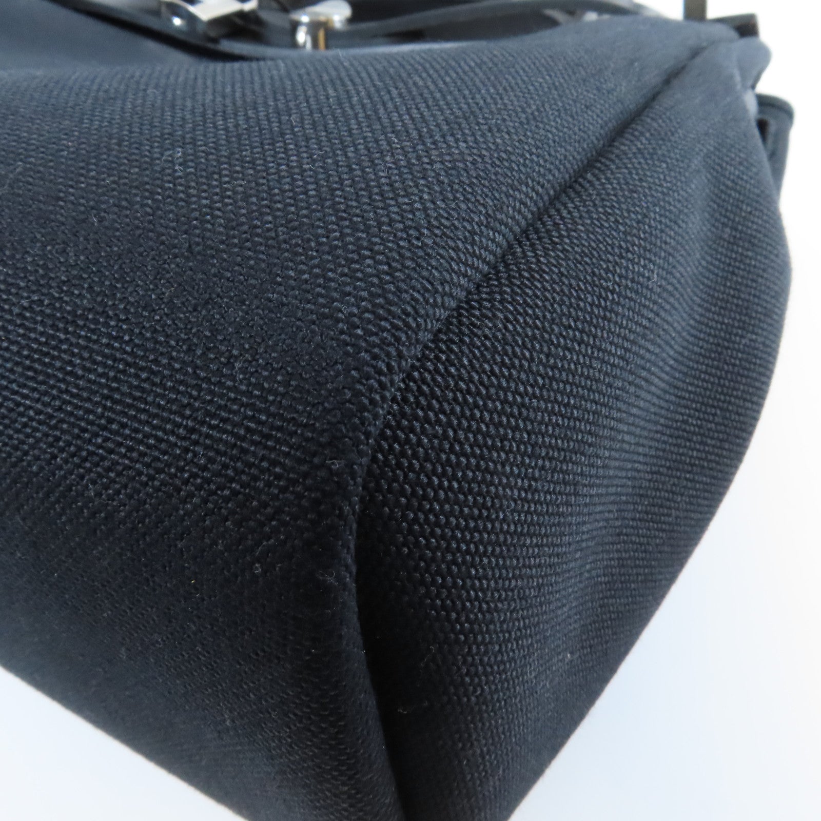 HERMES 皮革/帆布Herbag PM銀扣手挽肩背兩用袋Noir黑色