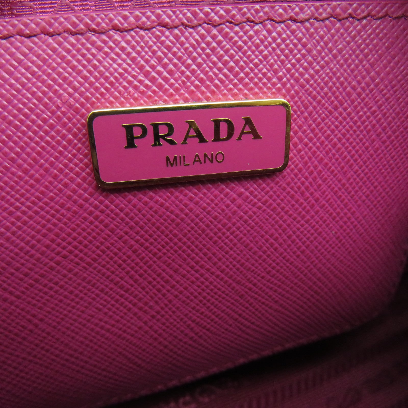 PRADA 牛皮皮革2 Way Shoulder金扣手挽肩背兩用袋粉紅色