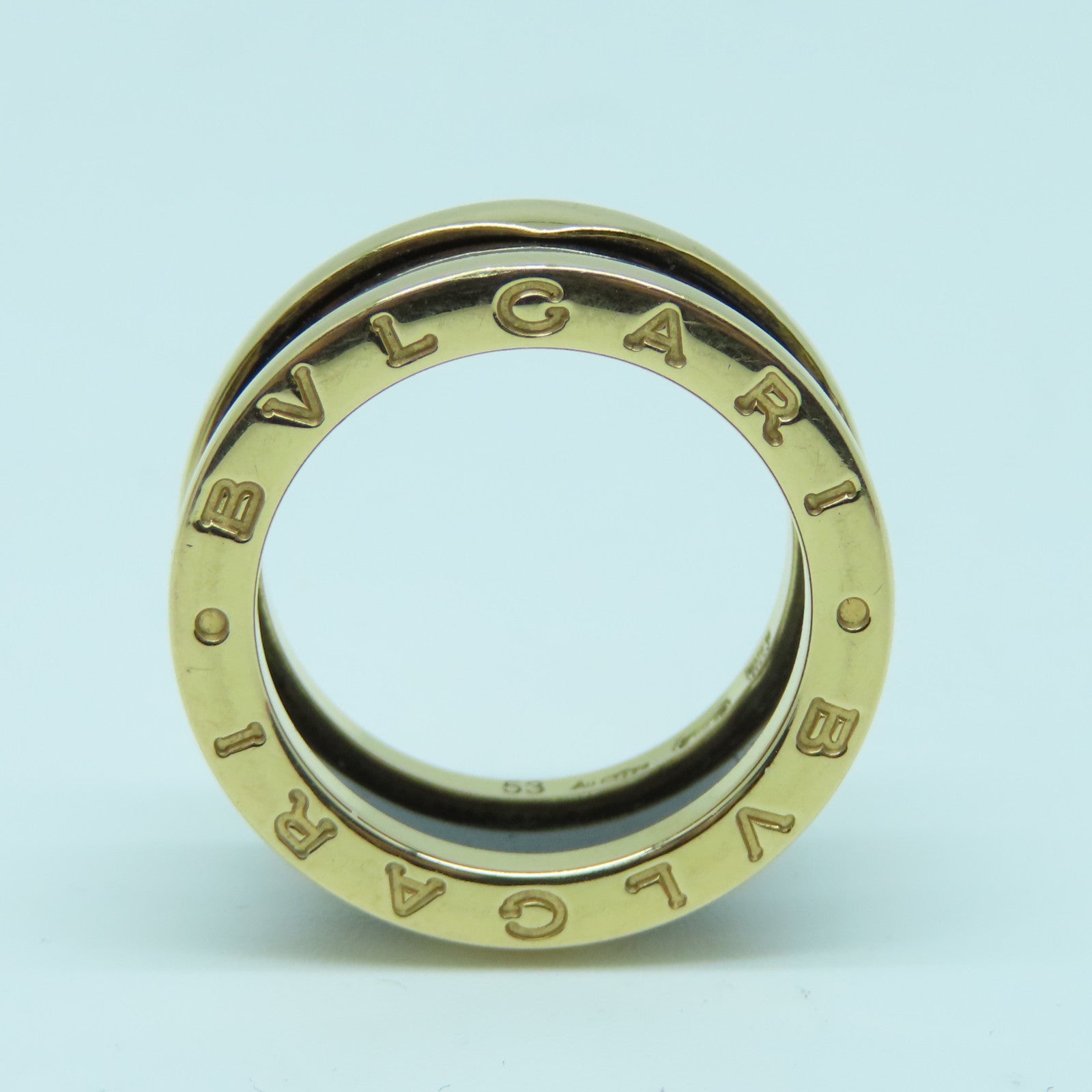 BVLGARI 18K玫瑰金/陶瓷B-zero1戒指黑色US#6