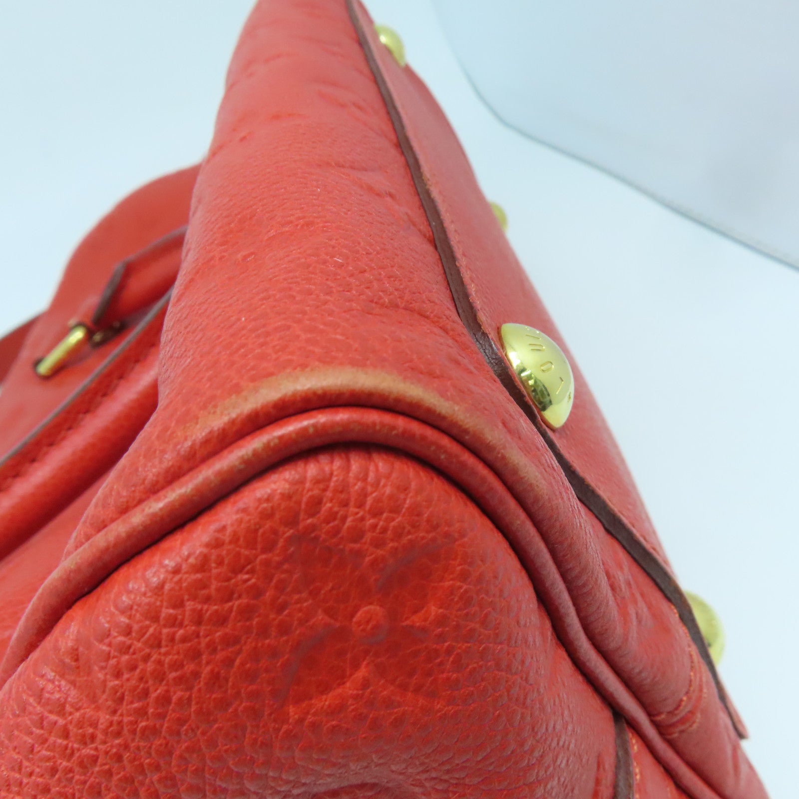 LOUIS VUITTON 【激減優惠】Monogram Empreinte Speedy 25 Bandouliere金扣手挽肩背兩用袋橙色