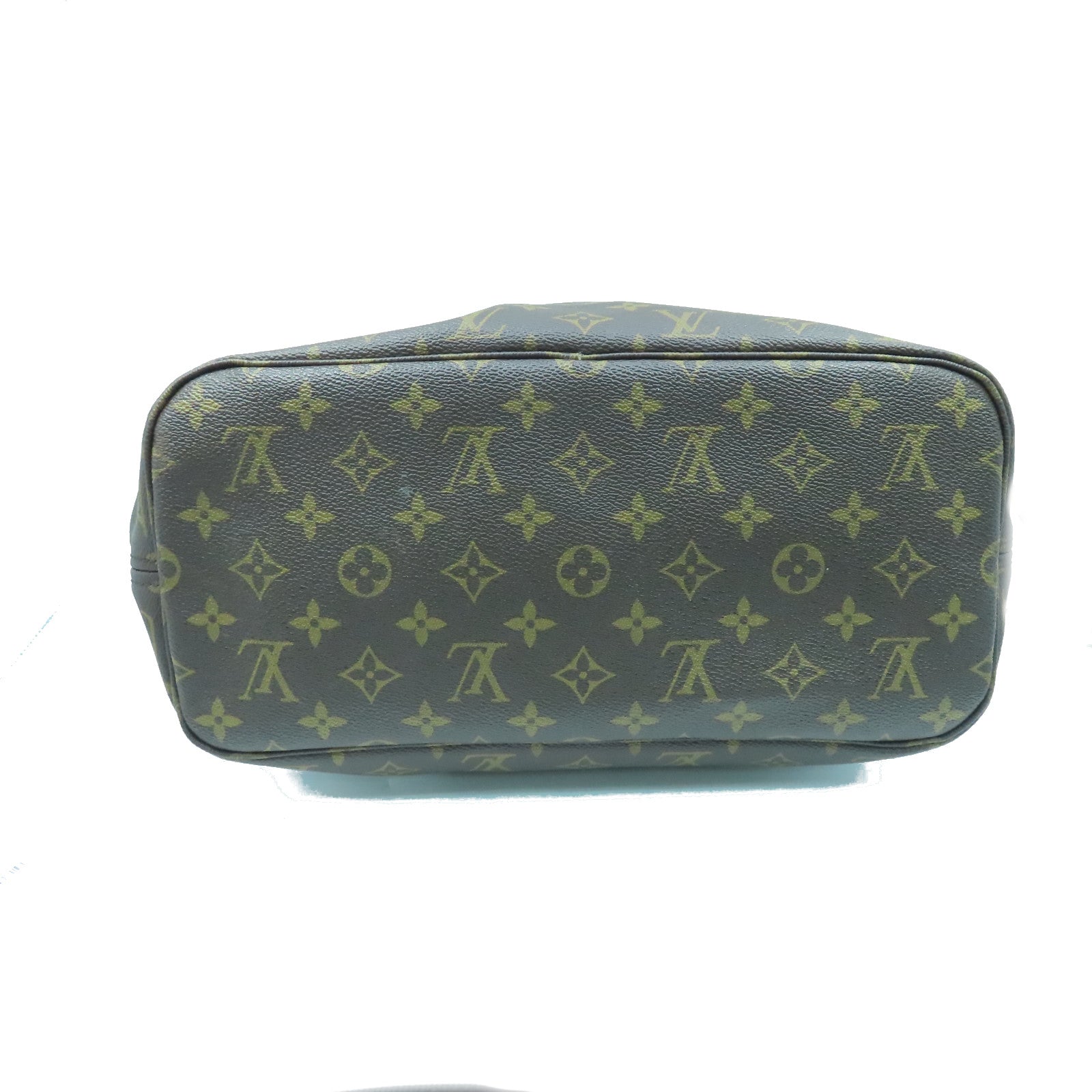 LOUIS VUITTON Monogram Neverfull MM gold buckle handle bag brown