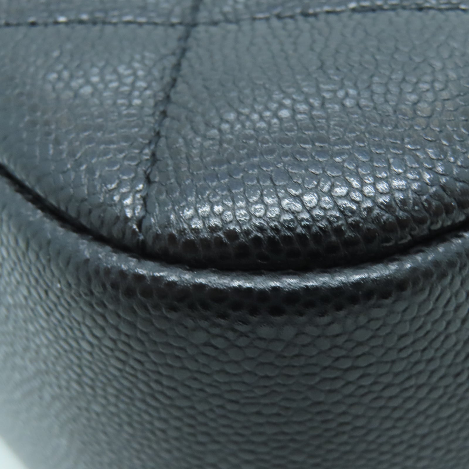 CHANEL 菱格Caviar皮革2 Way Chain Shoulder金扣链带肩背袋黑色