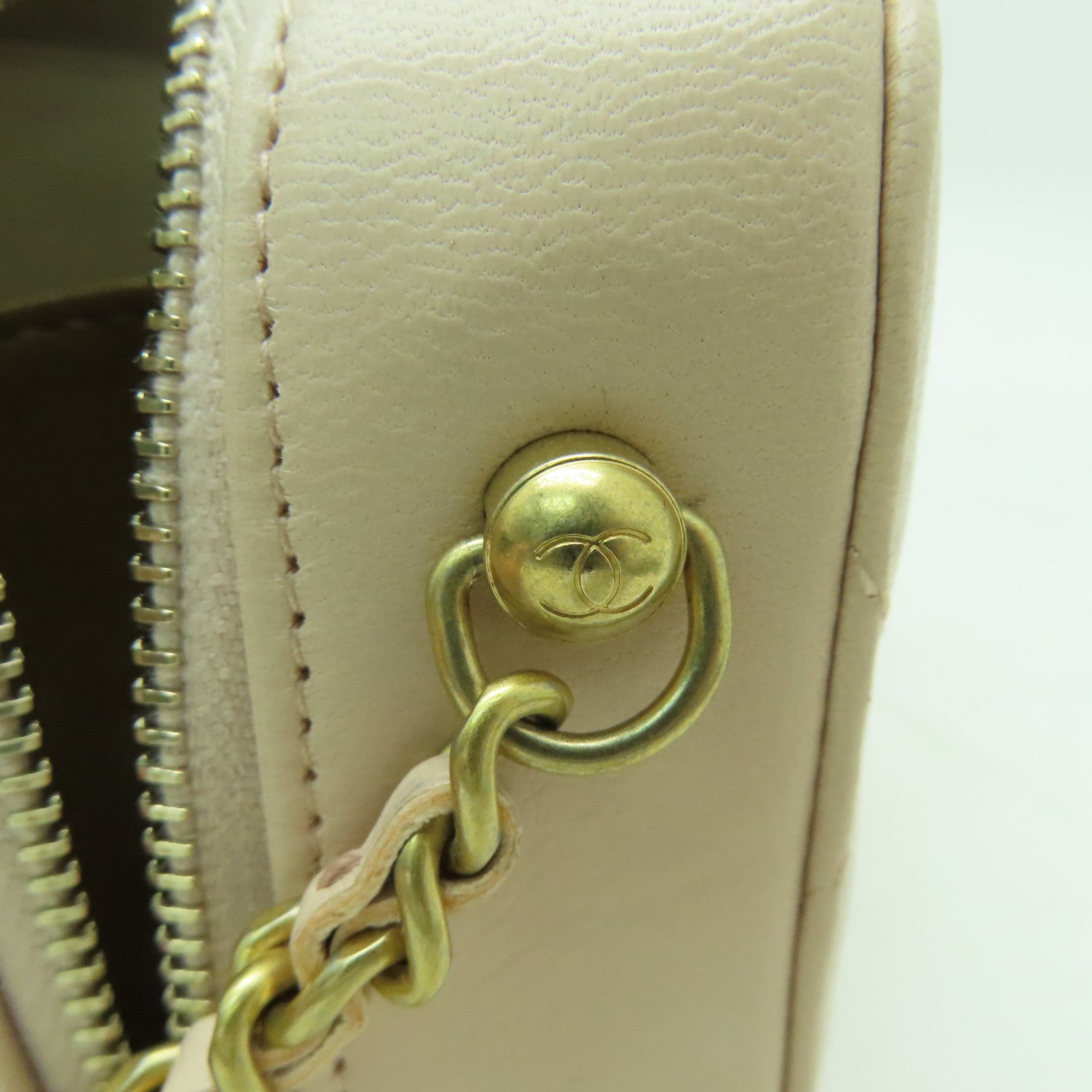 CHANEL 菱格牛皮皮革Shoulder Bag金扣鏈帶肩背袋粉紅色