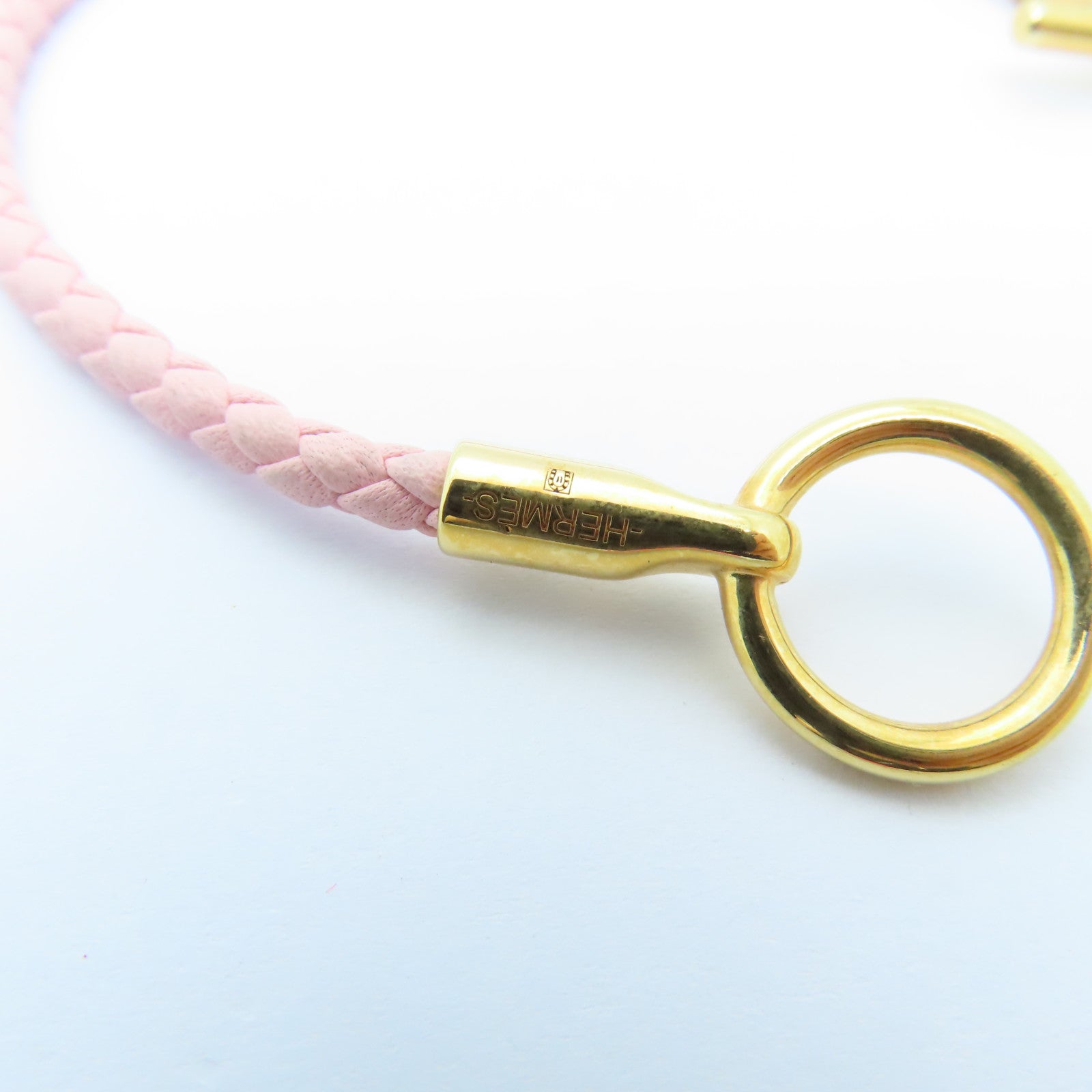 HERMES Leather Bracelets Gold Buckle Bracelet Pink