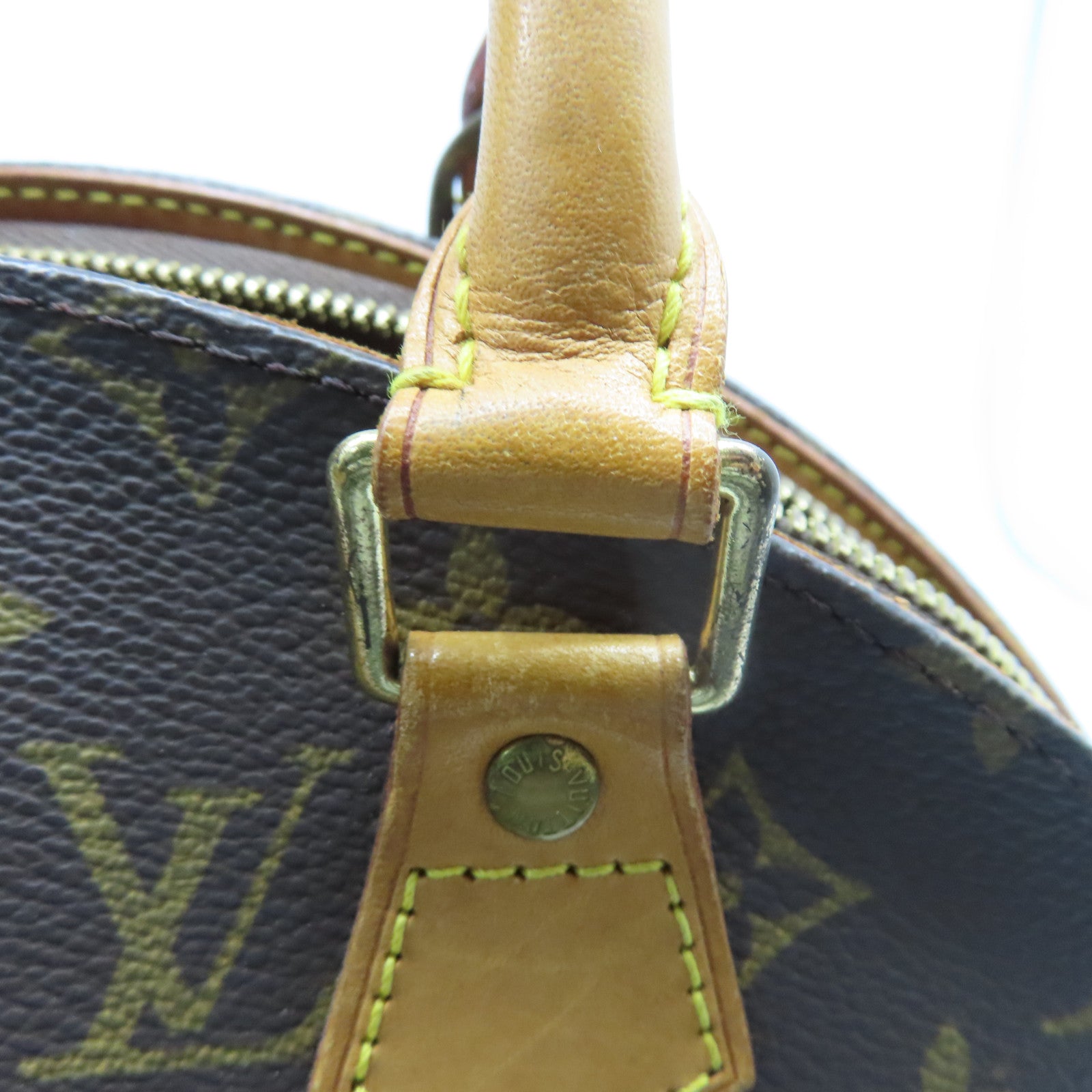 LOUIS VUITTON Monogram Elipse PM金扣手挽袋棕色