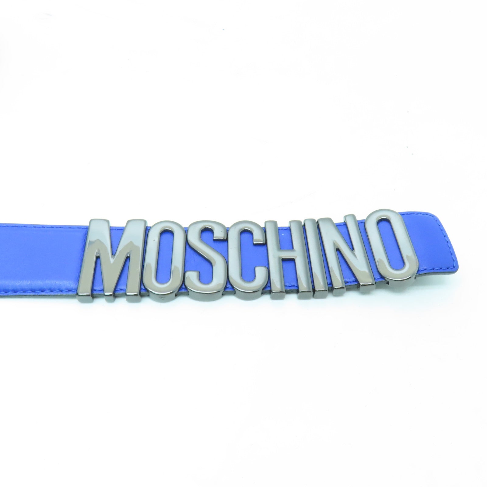 MOSCHINO 皮革Belt皮帶藍色/黑色
