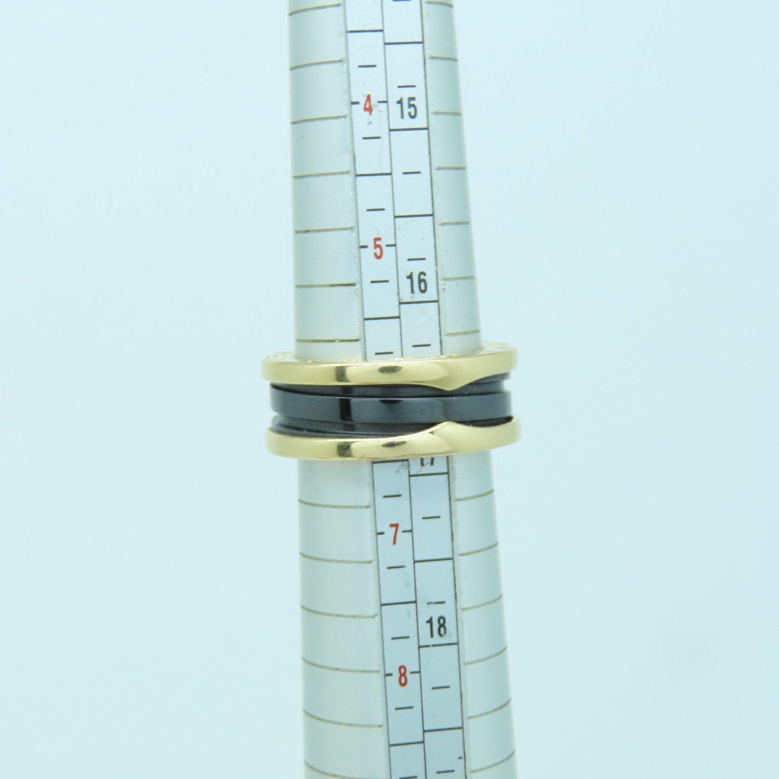 BVLGARI 18K玫瑰金/陶瓷B-zero1戒指黑色US#6