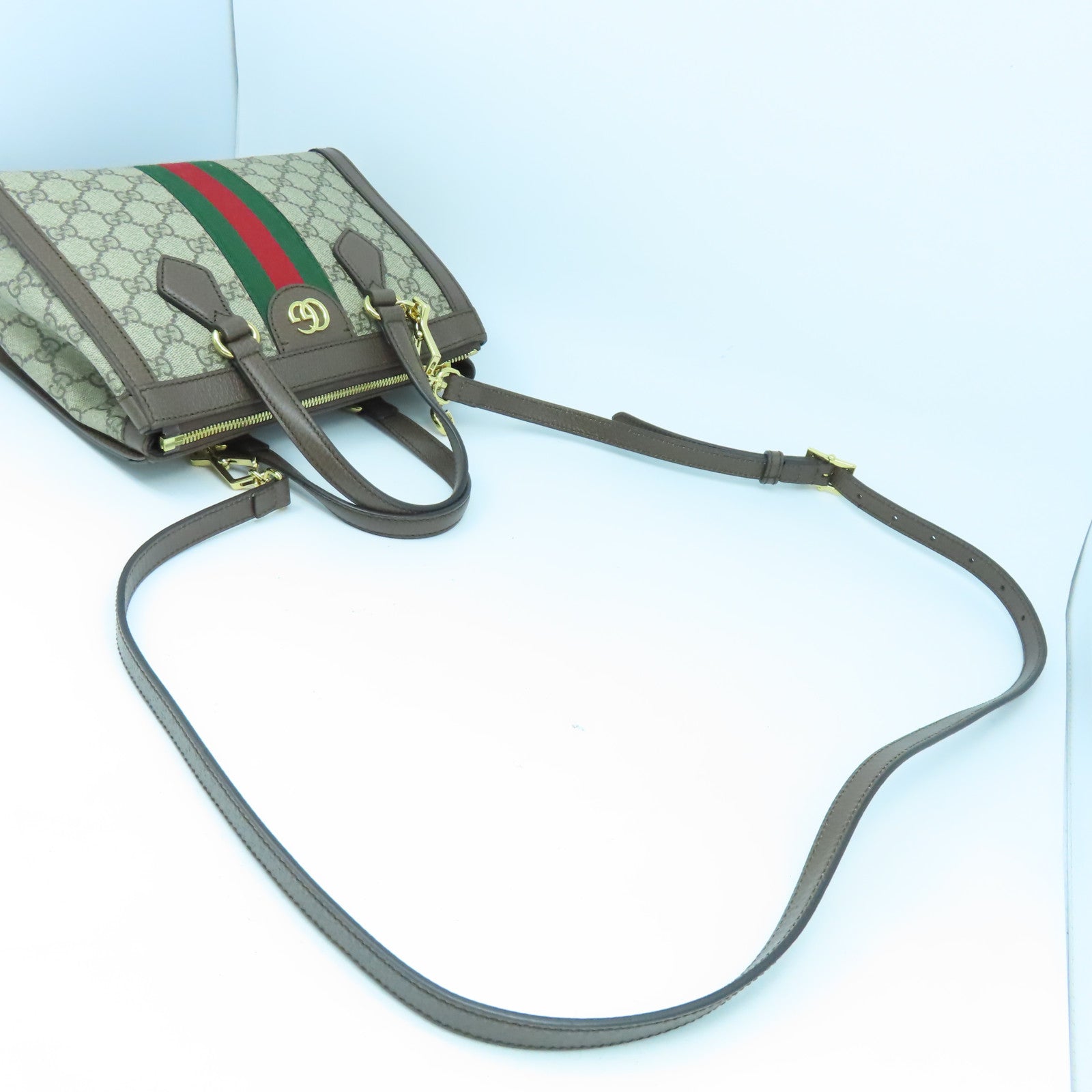 GUCCI 塗層帆布Ophidia Small Tote金扣手挽肩背兩用袋啡色