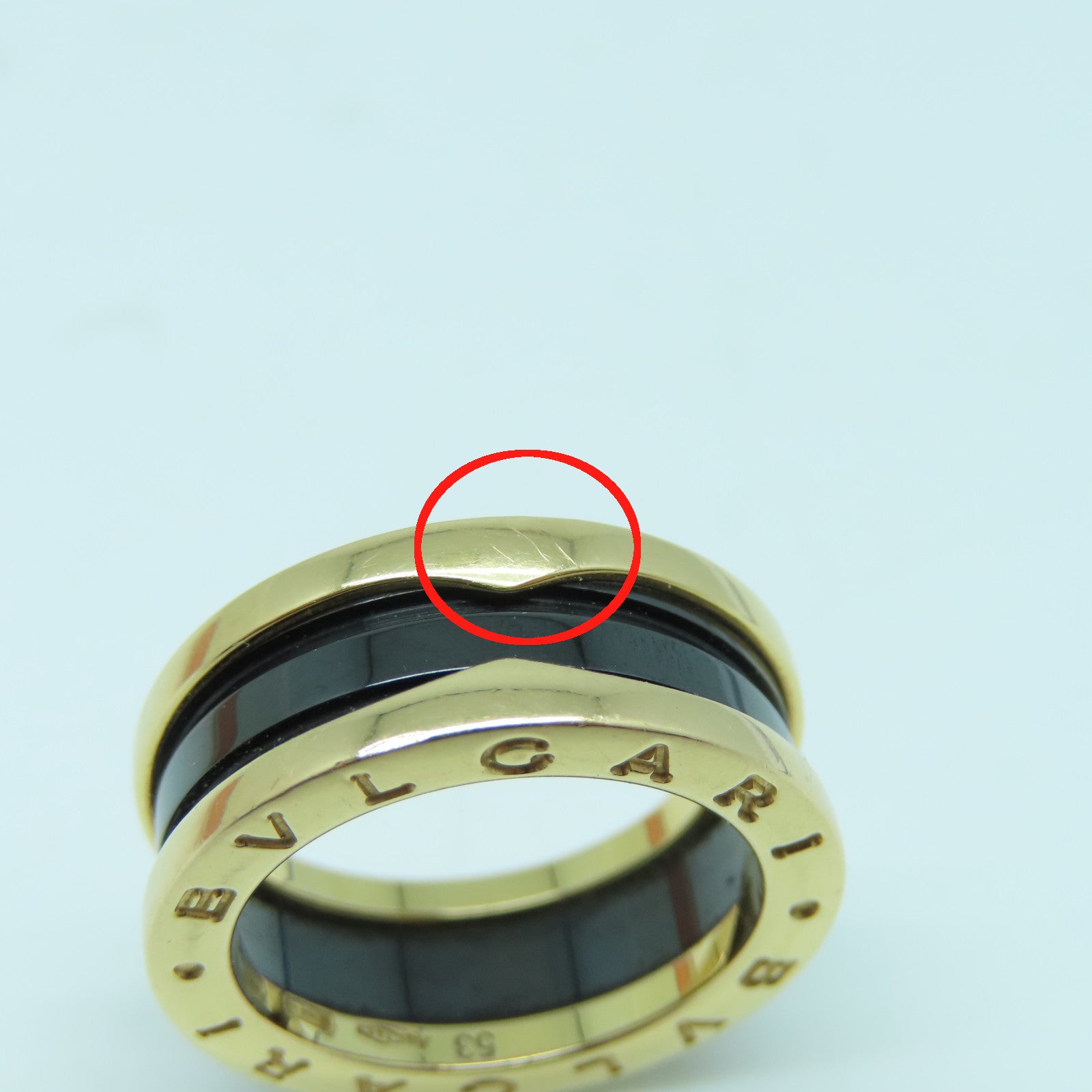BVLGARI 18K玫瑰金/陶瓷B-zero1戒指黑色US#6