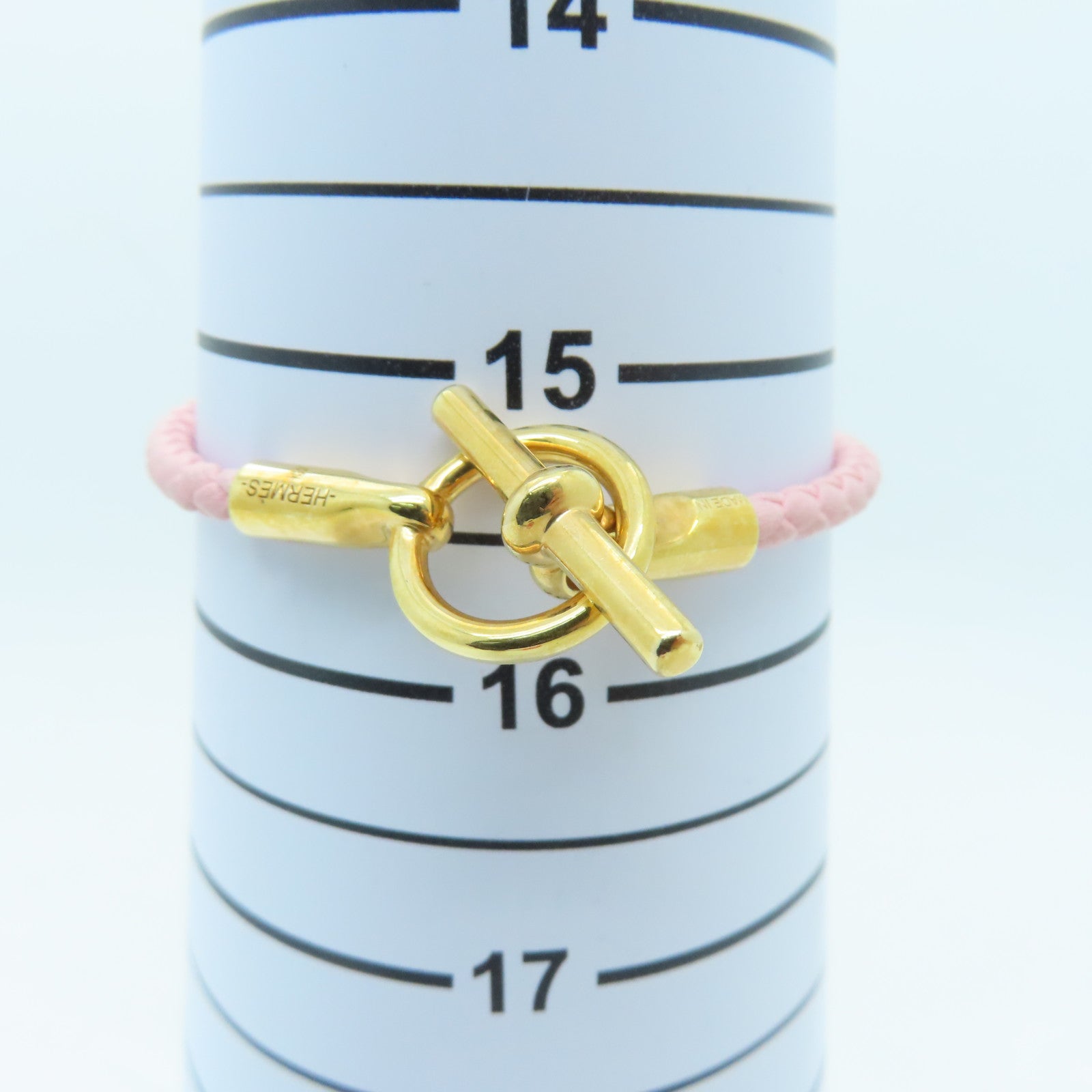 HERMES Leather Bracelets Gold Buckle Bracelet Pink