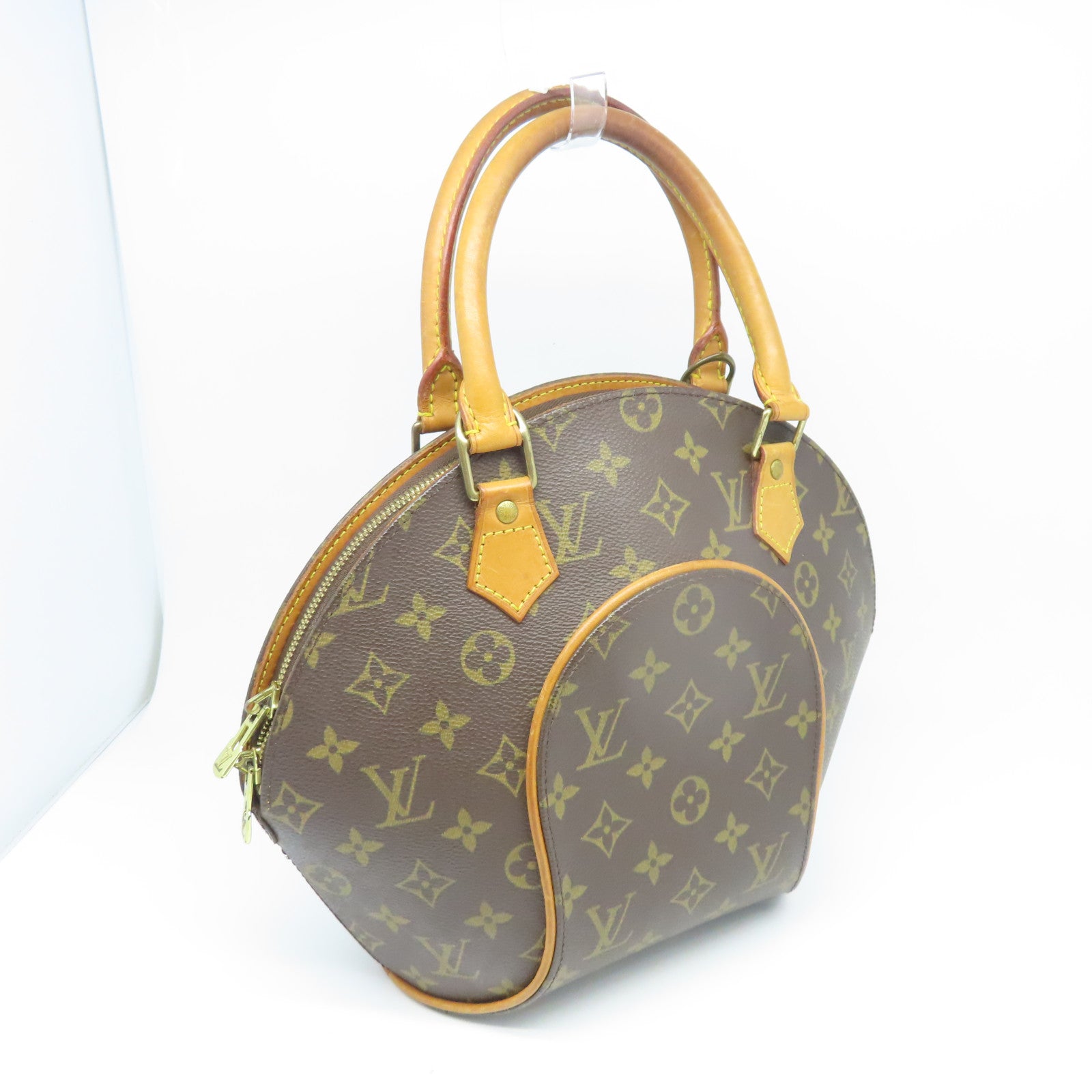 LOUIS VUITTON Monogram Elipse PM金扣手挽袋棕色