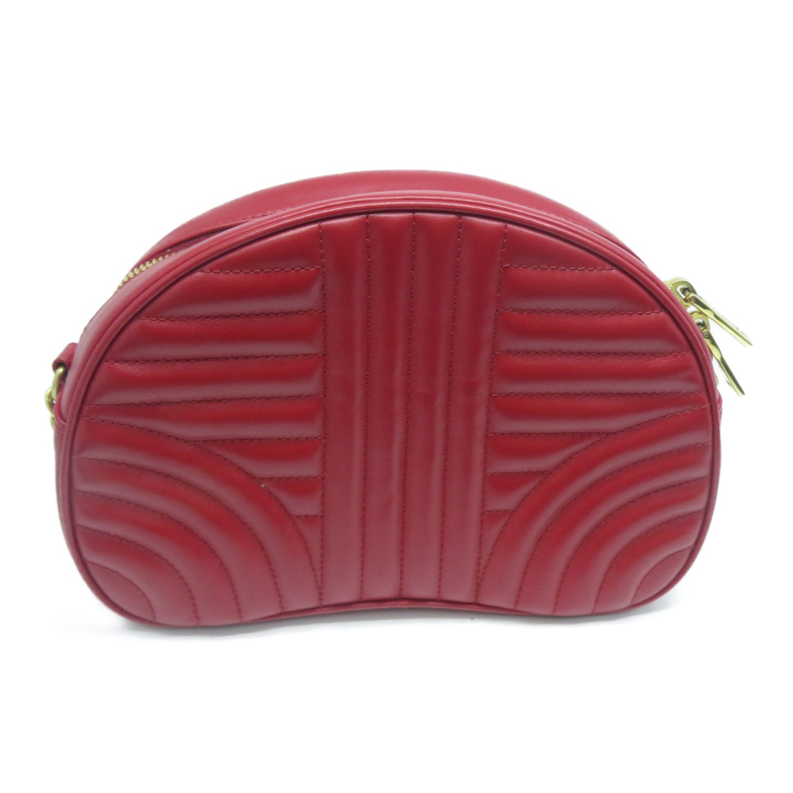 PRADA 牛皮皮革Shoulder Bag金扣鏈帶肩背袋紅色