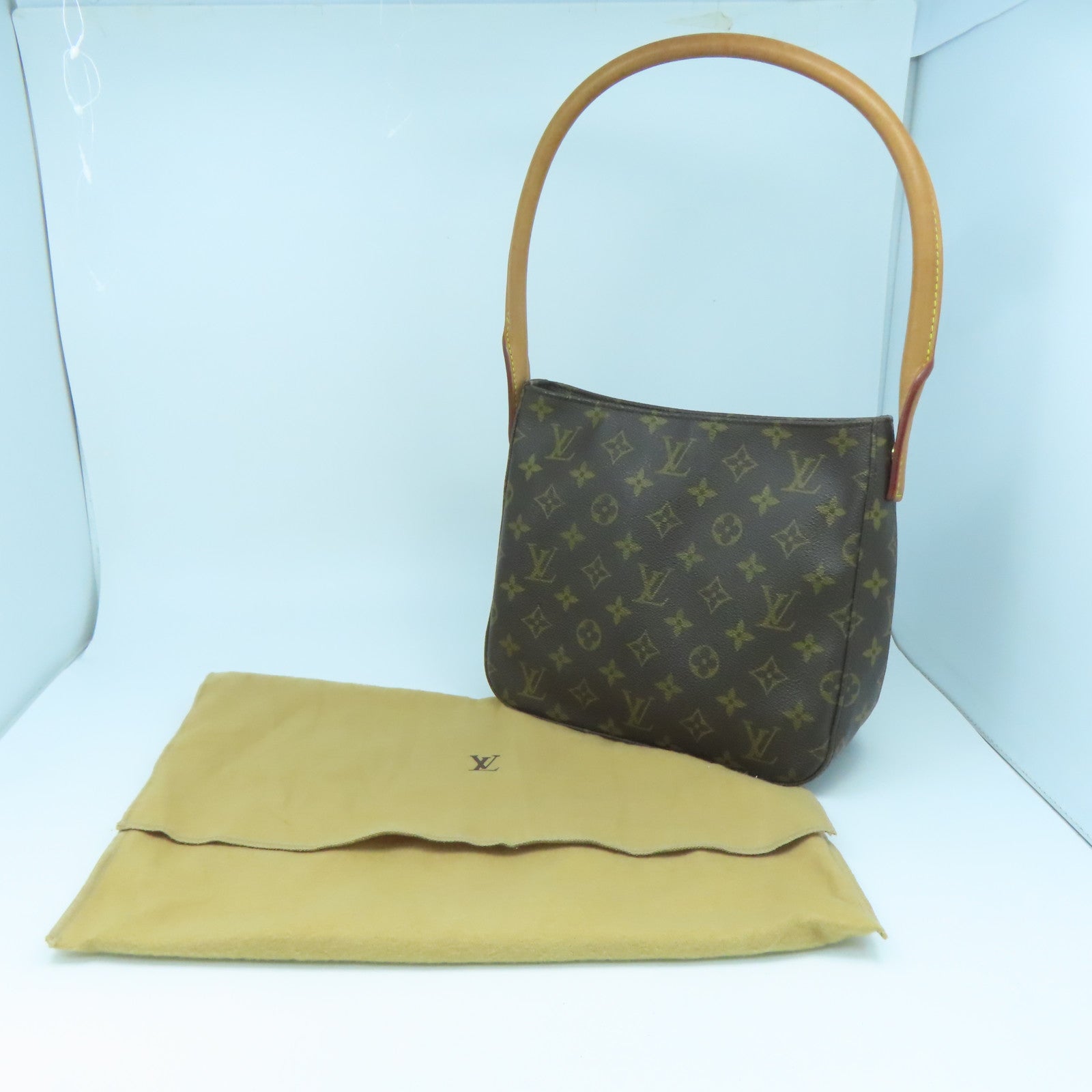 LOUIS VUITTON Monogram Looping MM金扣肩背袋啡色