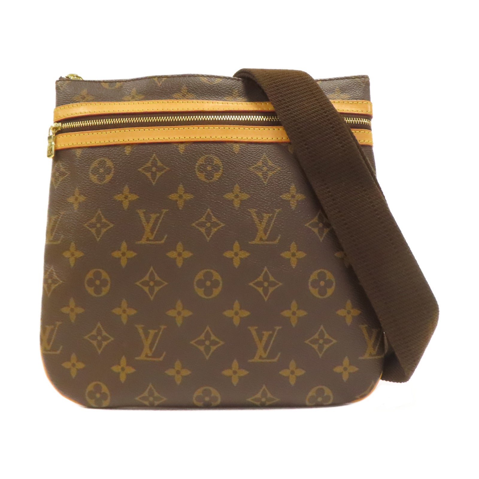 LOUIS VUITTON Monogram Pochette Bosphore金扣肩背袋啡色
