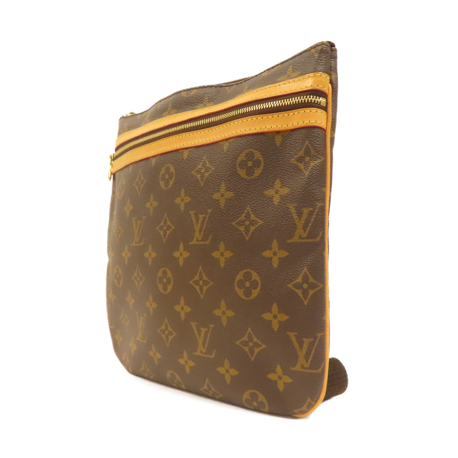 LOUIS VUITTON Monogram Pochette Bosphore金扣肩背袋啡色