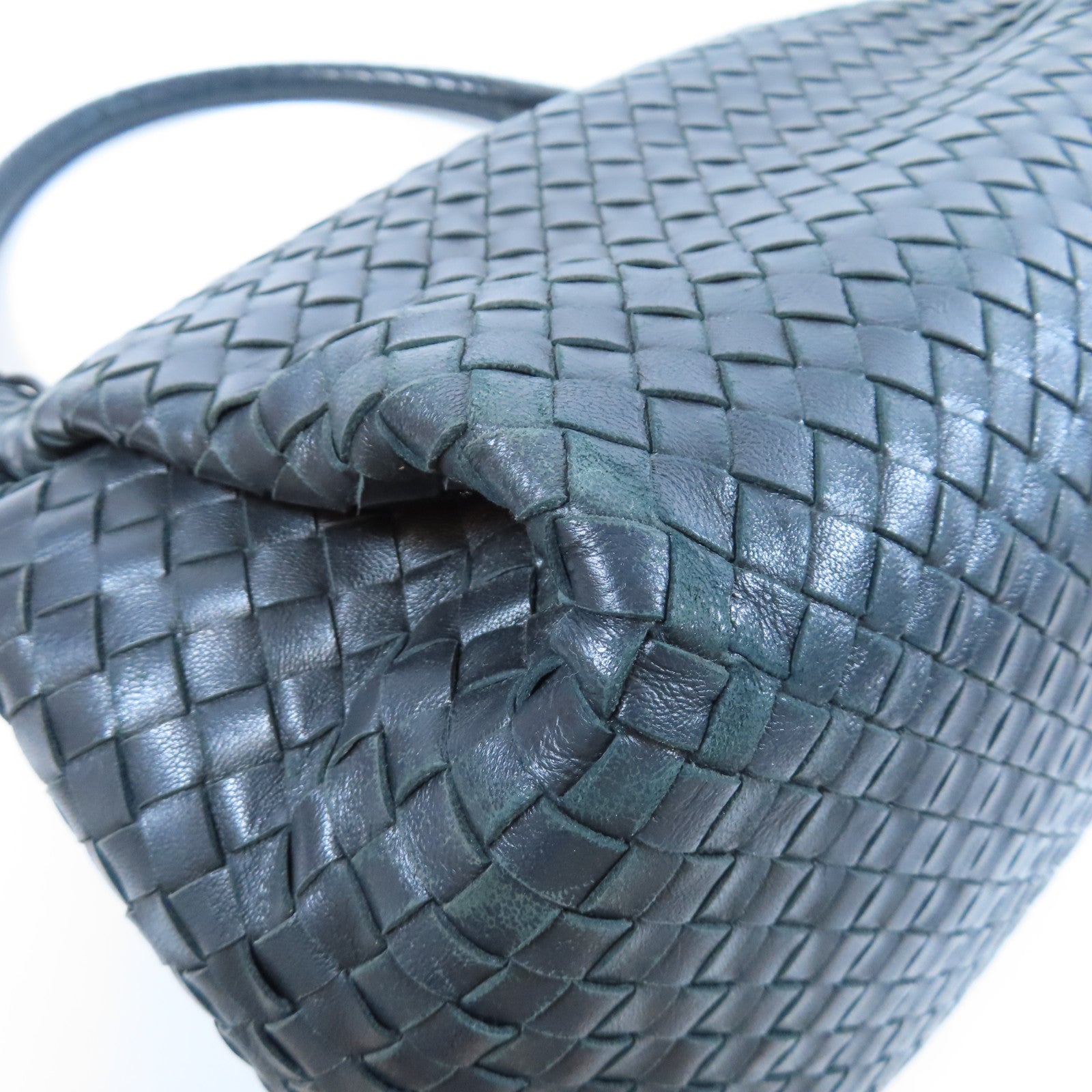 BOTTEGA VENETA 織紋皮革Shoulder Bag銀扣肩背袋黑色