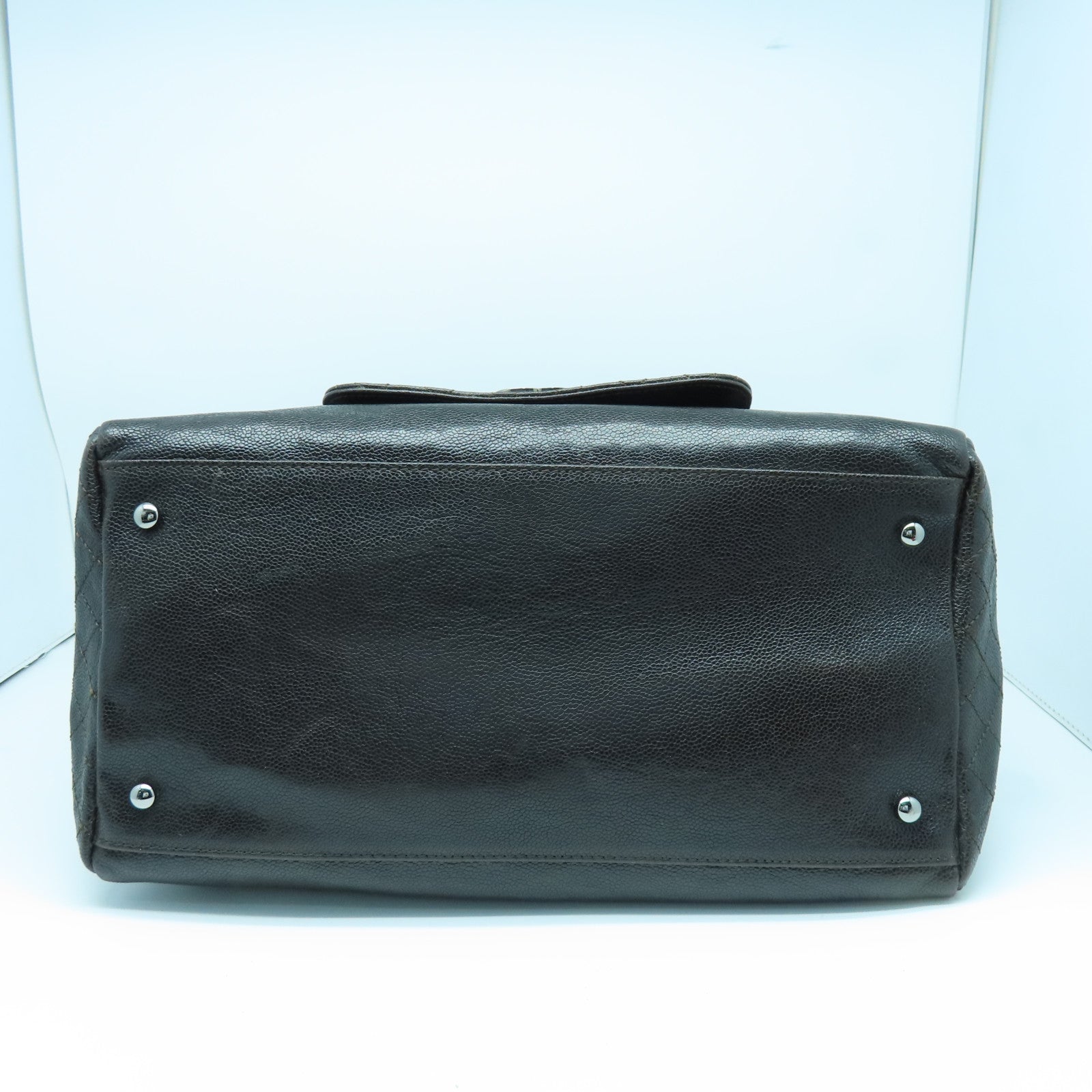 CHANEL 牛皮皮革Shoulder Bag银扣链带肩背袋黑色