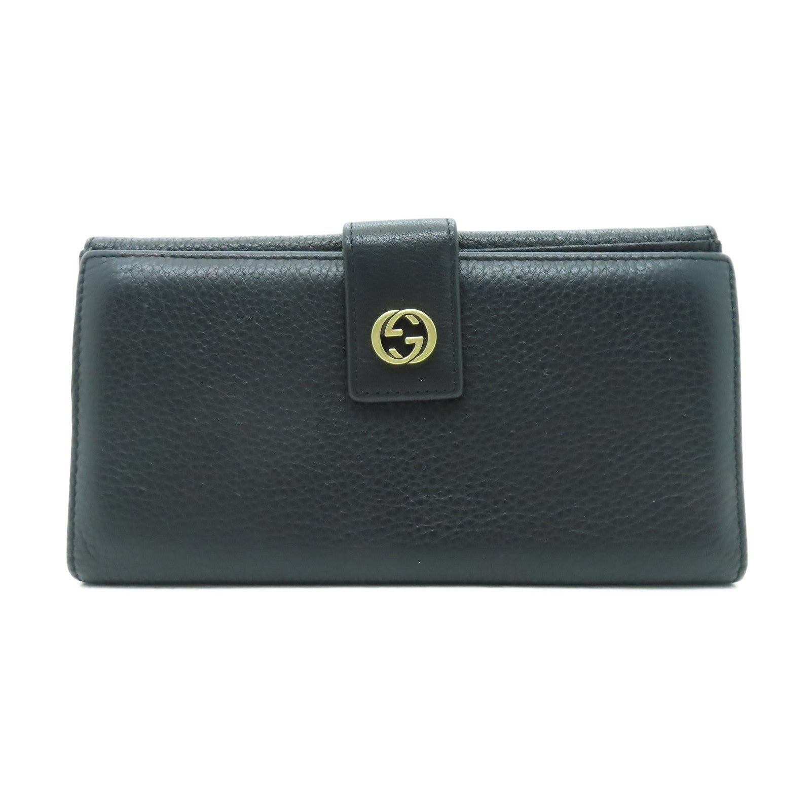 GUCCI 牛皮皮革Long Wallet金扣長錢包黑色