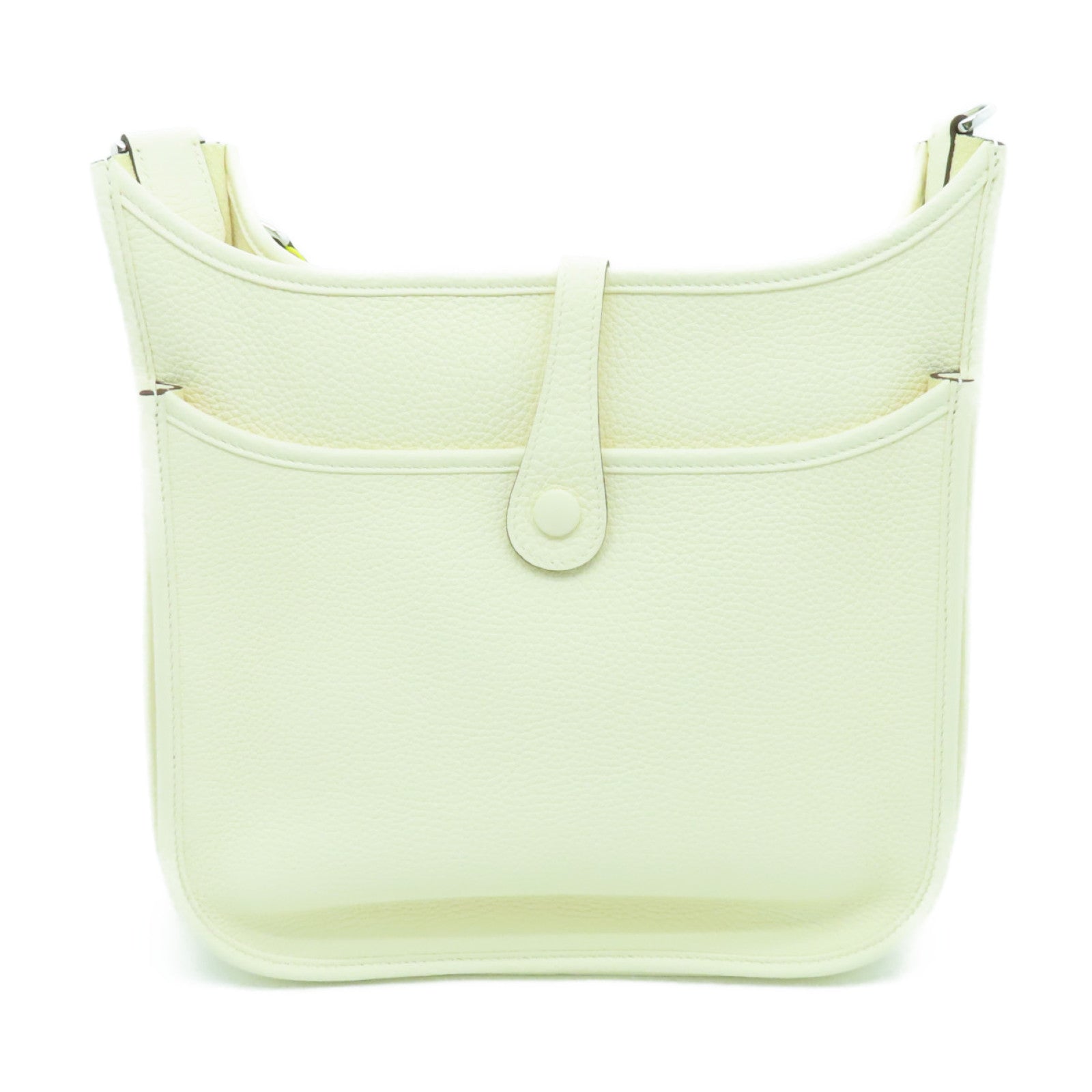 HERMES Clemence皮革Evelyne PM银扣肩背袋Nata白色