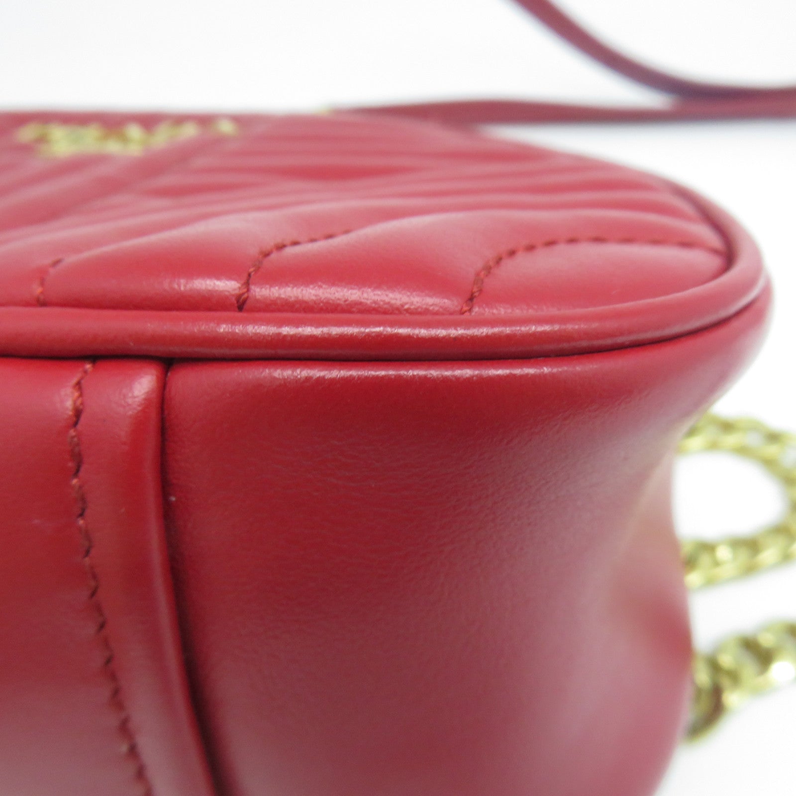 PRADA 牛皮皮革Shoulder Bag金扣鏈帶肩背袋紅色