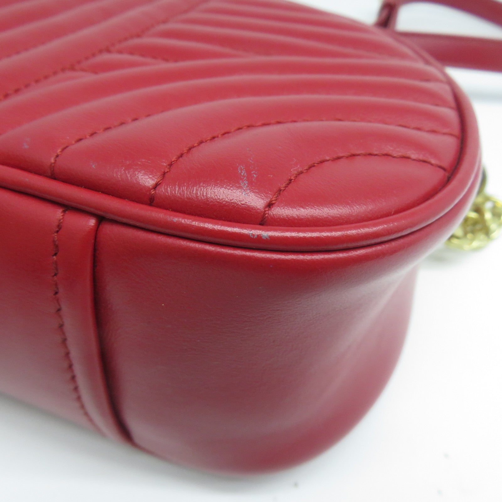 PRADA 牛皮皮革Shoulder Bag金扣鏈帶肩背袋紅色