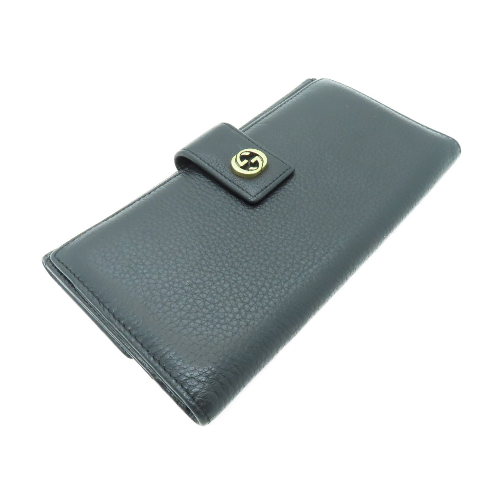 GUCCI 牛皮皮革Long Wallet金扣長錢包黑色