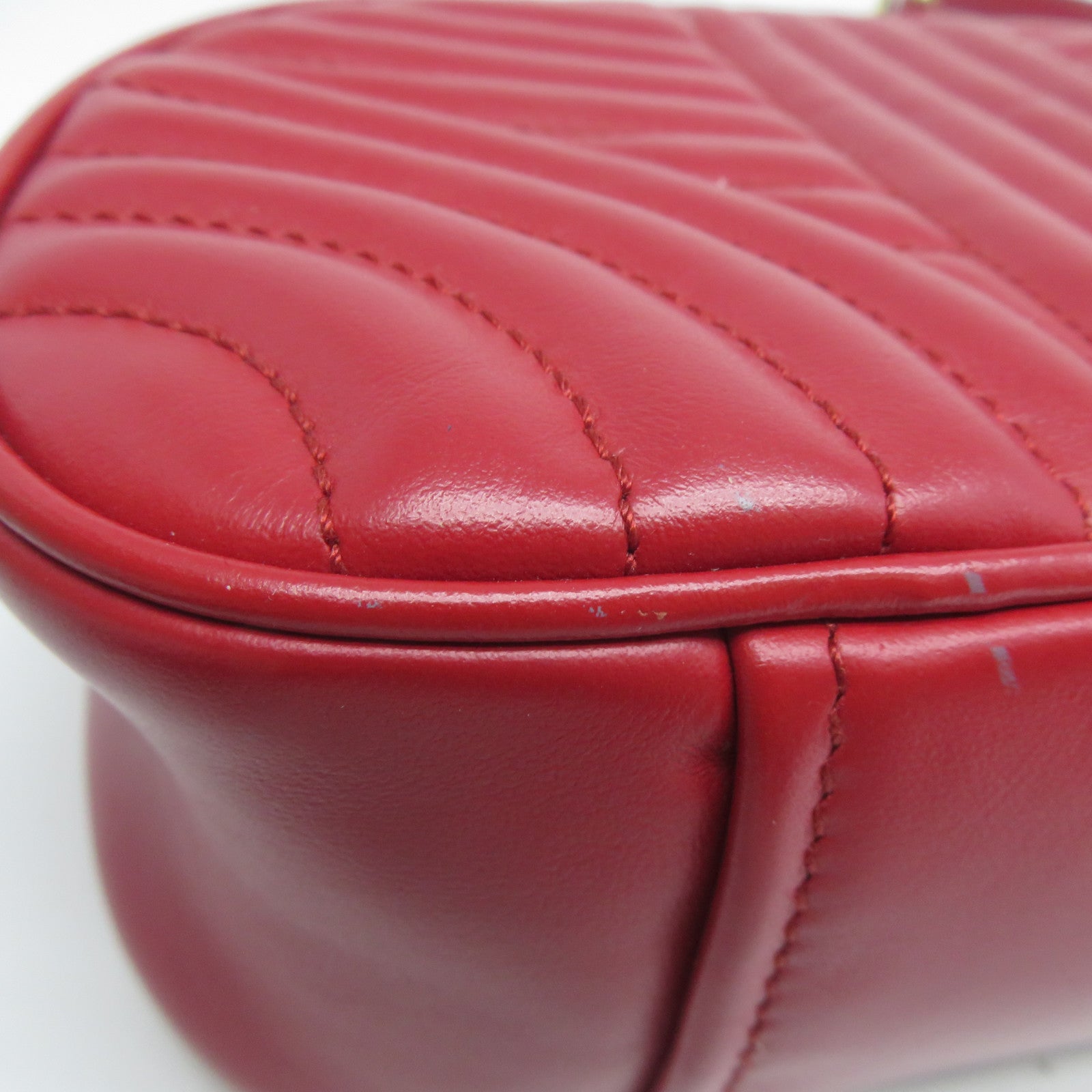 PRADA 牛皮皮革Shoulder Bag金扣鏈帶肩背袋紅色