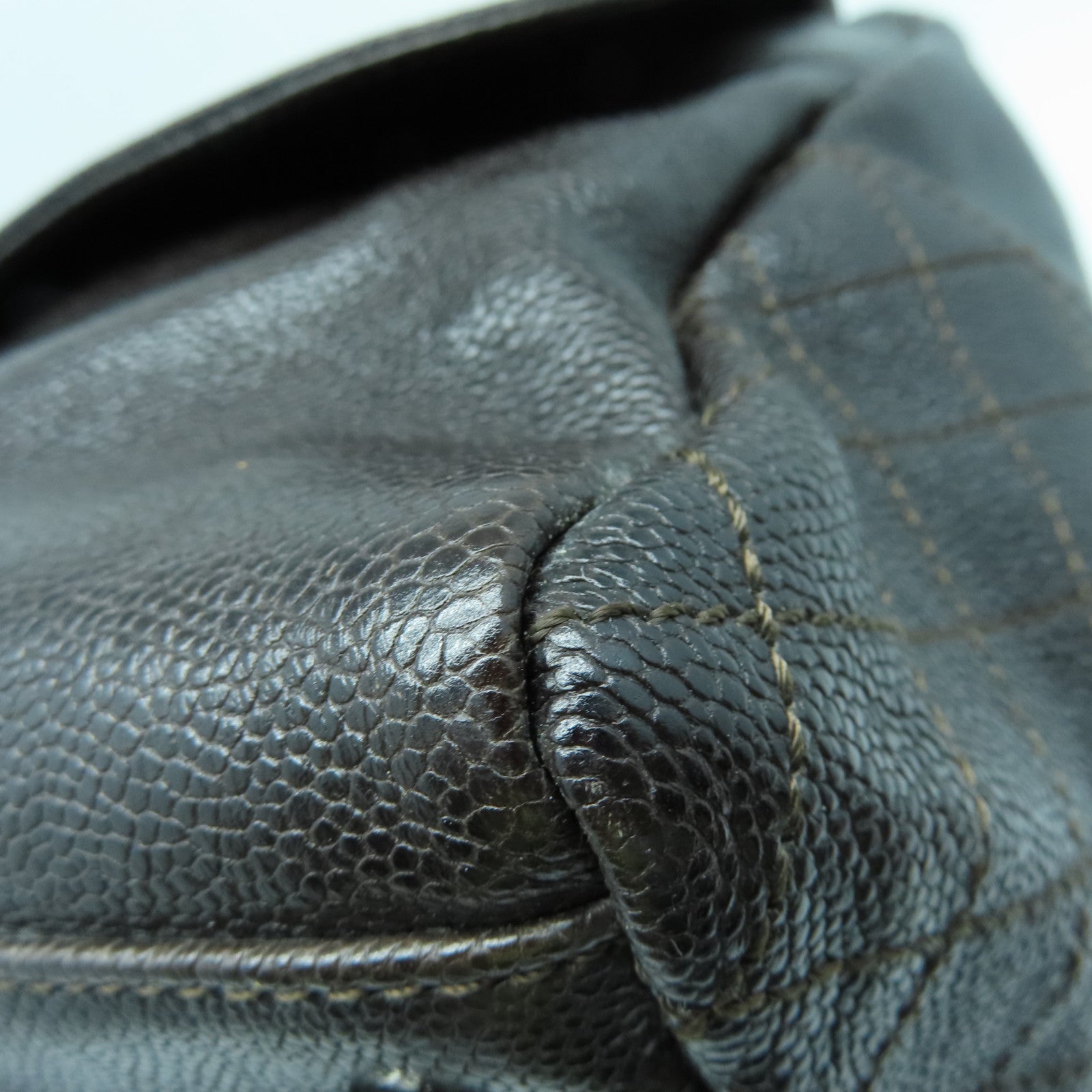 CHANEL 牛皮皮革Shoulder Bag银扣链带肩背袋黑色