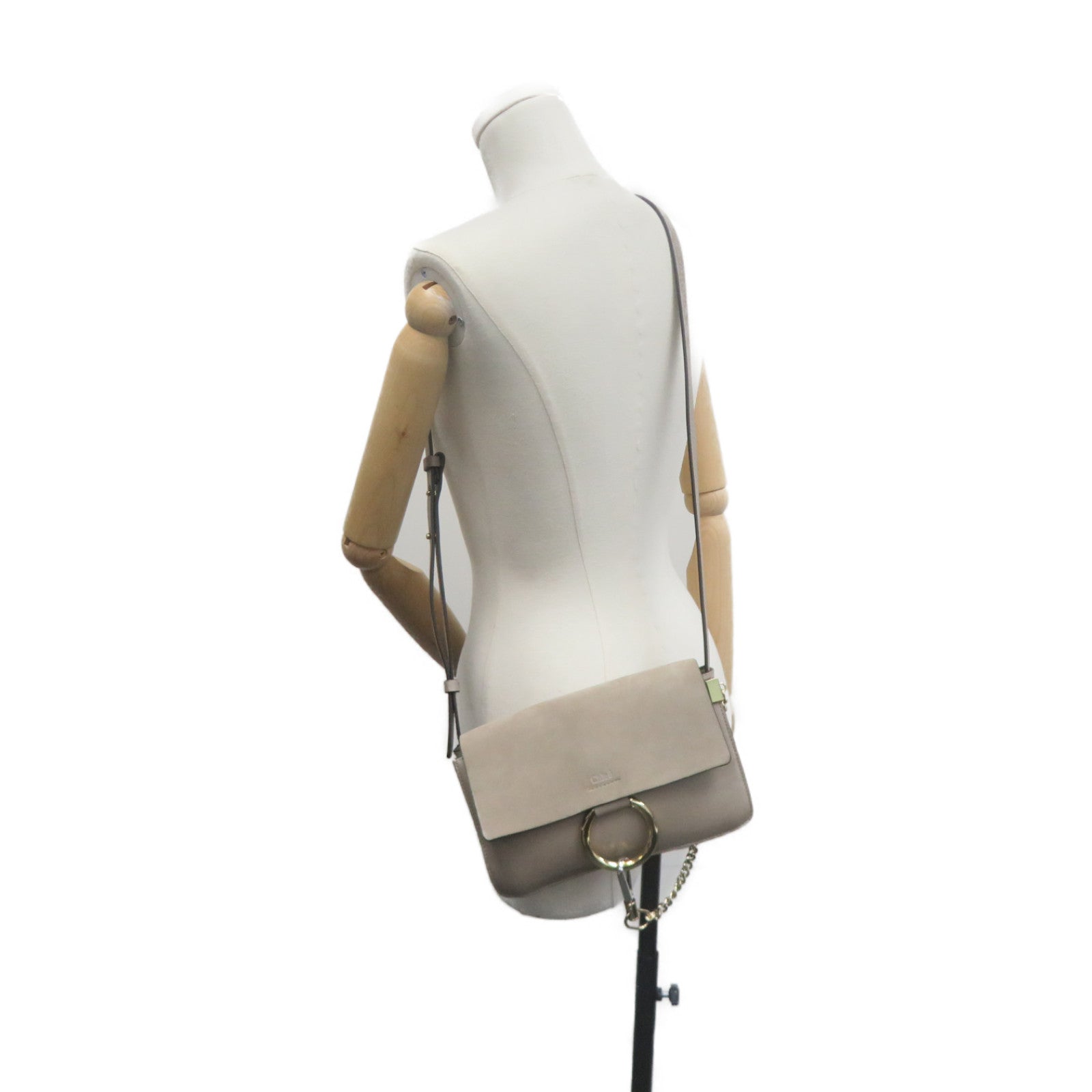 Chloe 牛皮皮革Shoulder Bag金扣链带肩背袋灰色