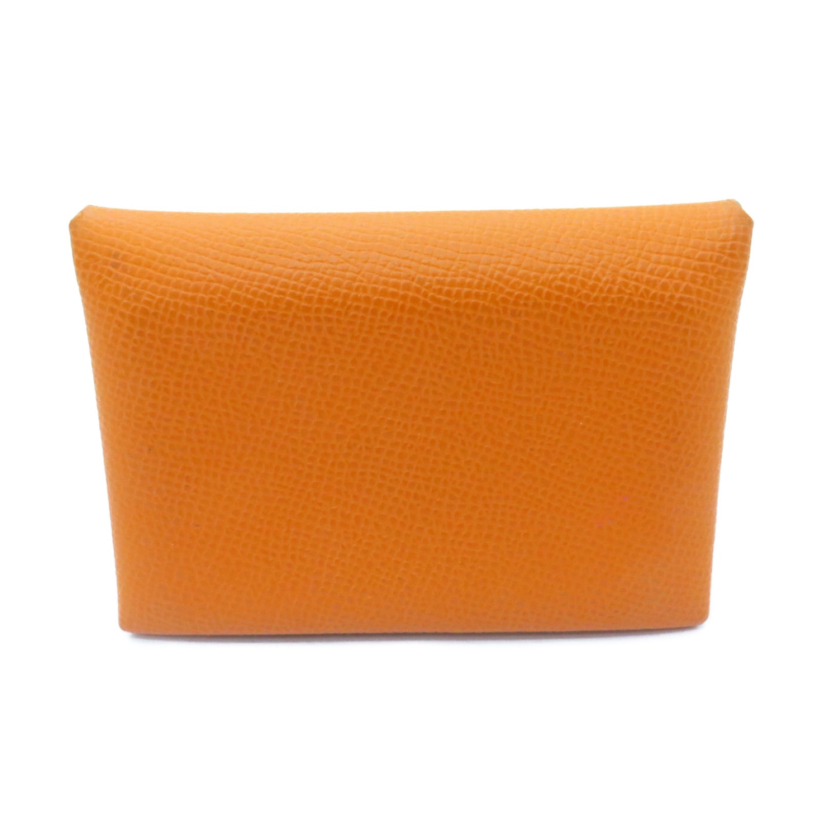 HERMES Epsom Leather Dogon Card Case Silver Buckle Card Holder Orange Orange