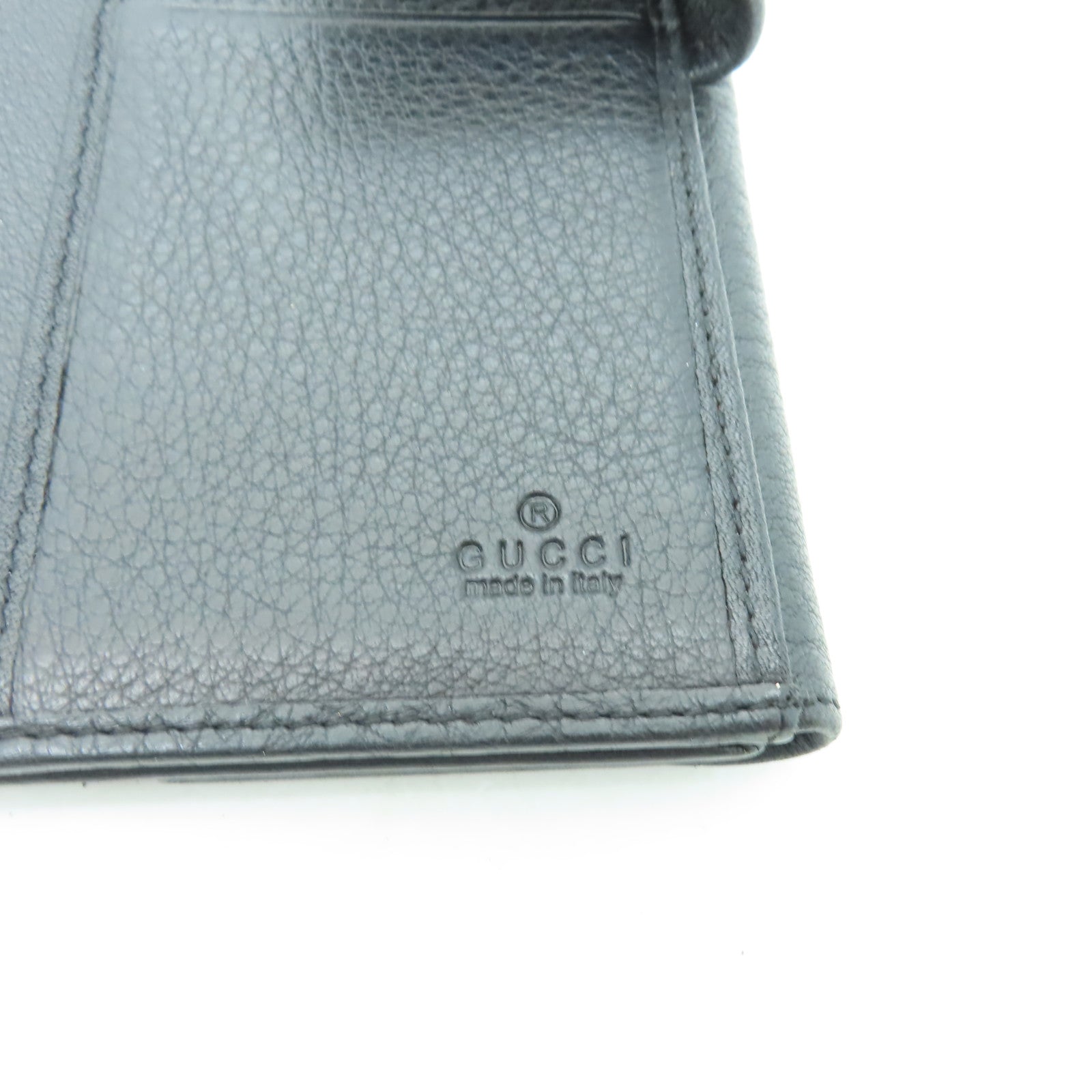 GUCCI 牛皮皮革Long Wallet金扣長錢包黑色