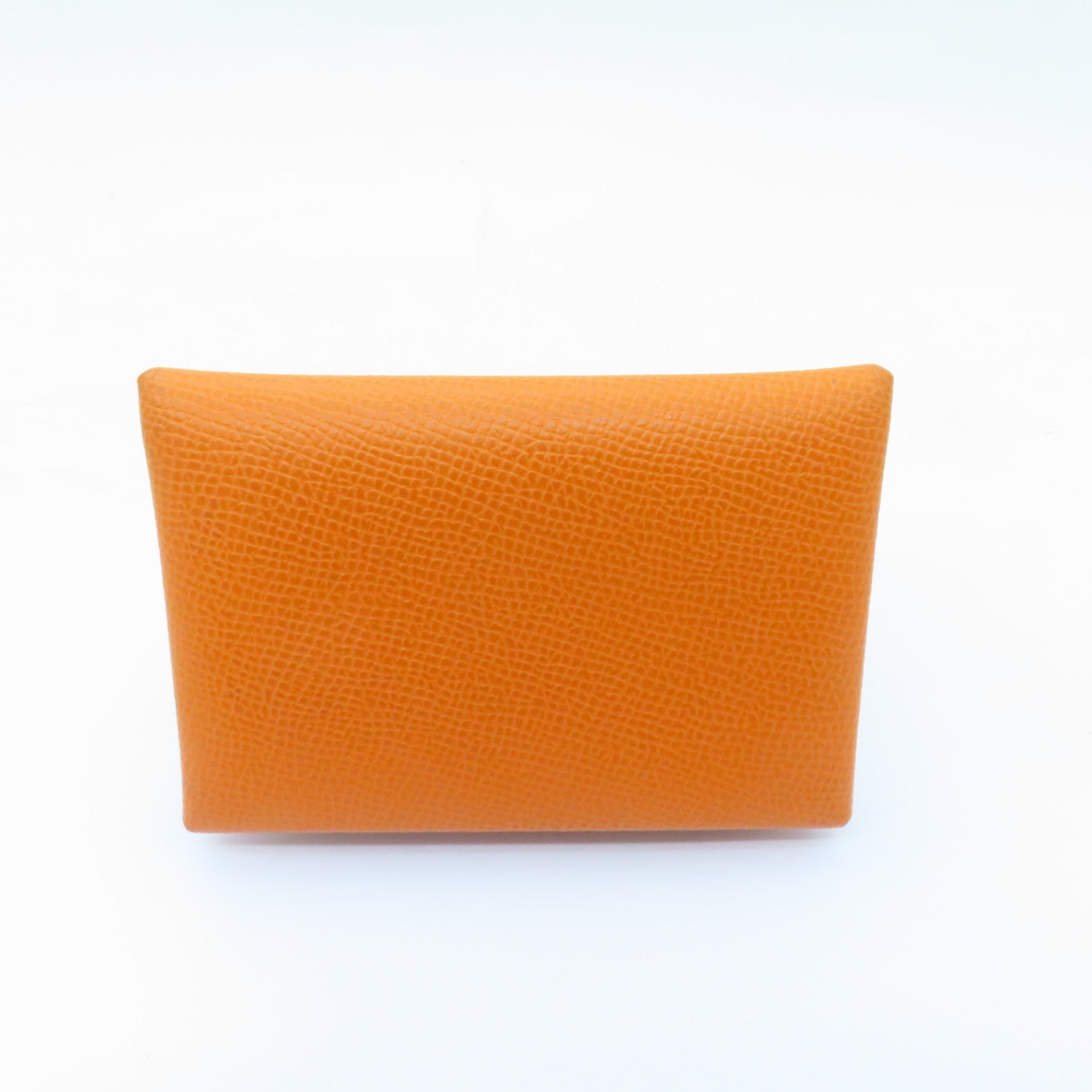 HERMES Epsom Leather Dogon Card Case Silver Buckle Card Holder Orange Orange