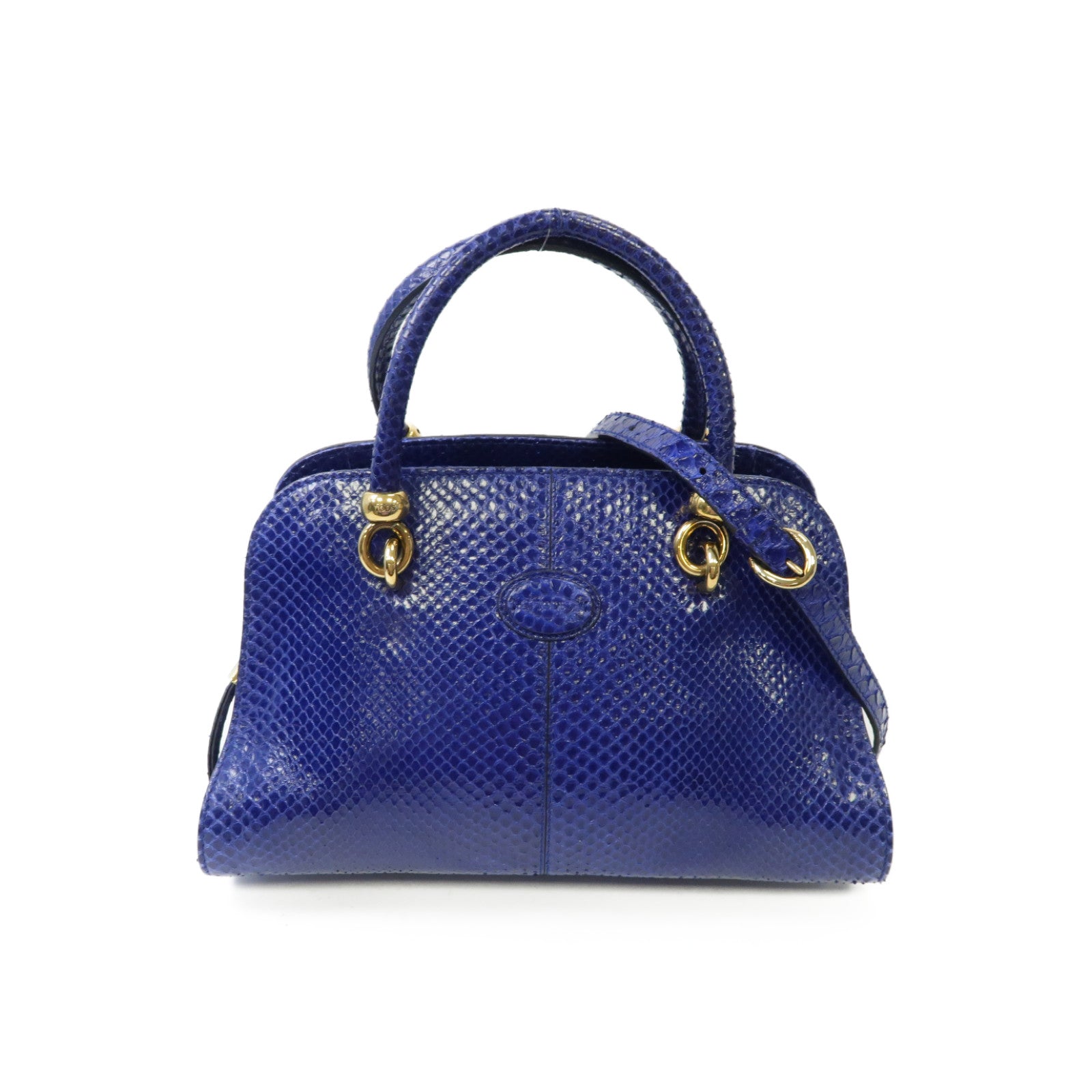 TOD’S 蛇皮皮革2way Shoulder Bag金扣手挽肩背兩用袋藍色