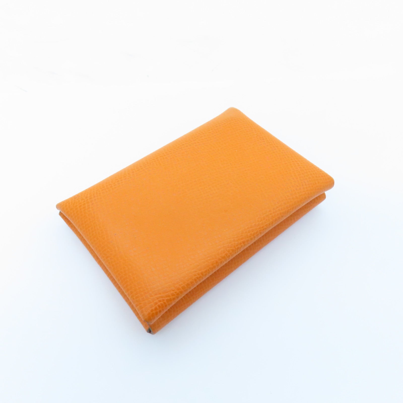 HERMES Epsom Leather Dogon Card Case Silver Buckle Card Holder Orange Orange