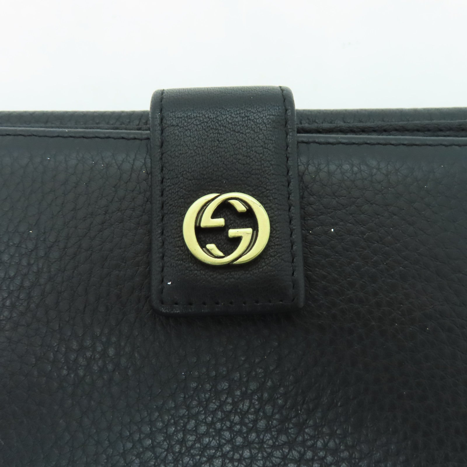 GUCCI 牛皮皮革Long Wallet金扣長錢包黑色
