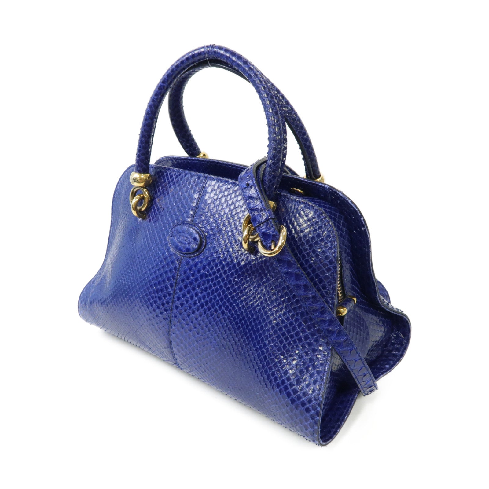 TOD’S 蛇皮皮革2way Shoulder Bag金扣手挽肩背兩用袋藍色