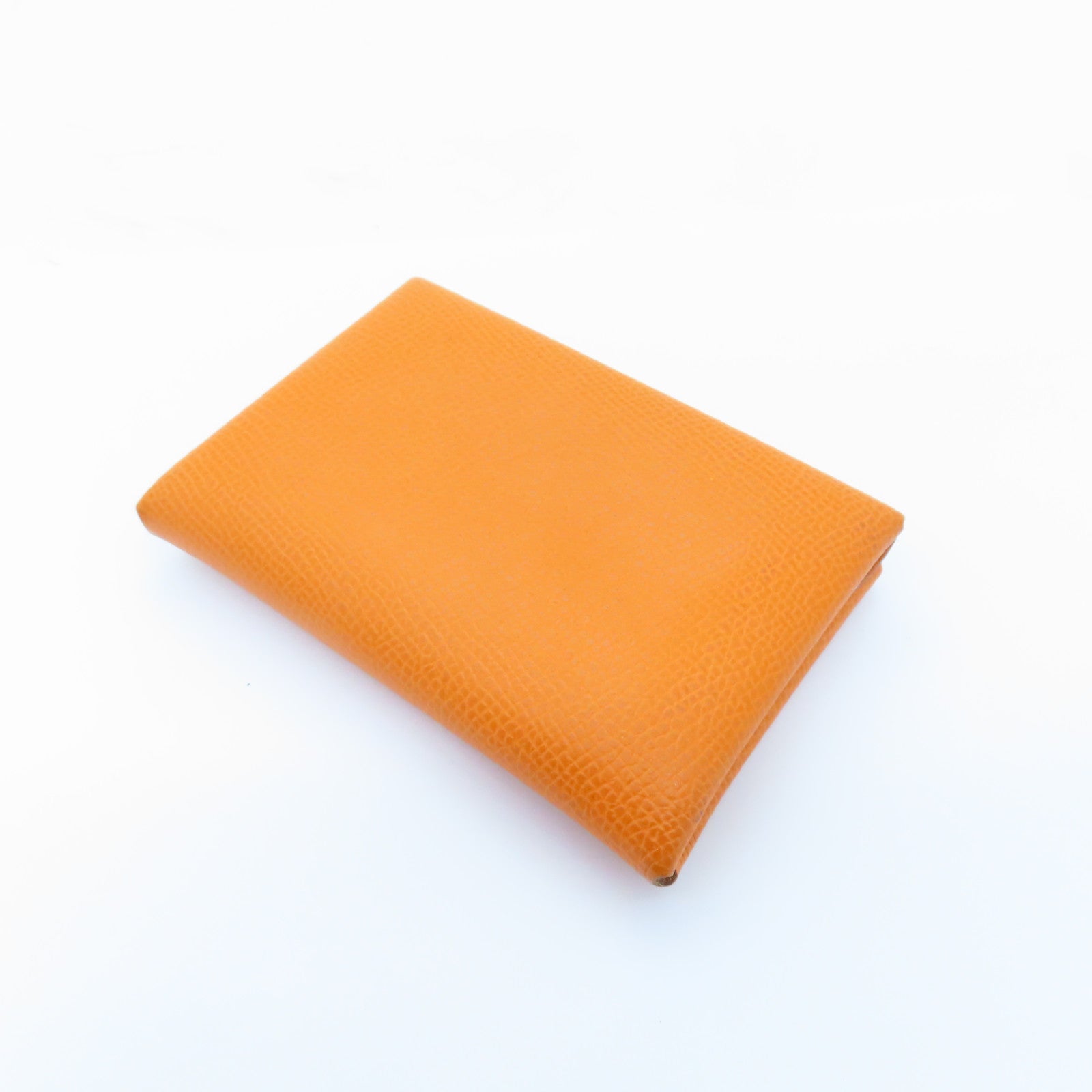 HERMES Epsom Leather Dogon Card Case Silver Buckle Card Holder Orange Orange