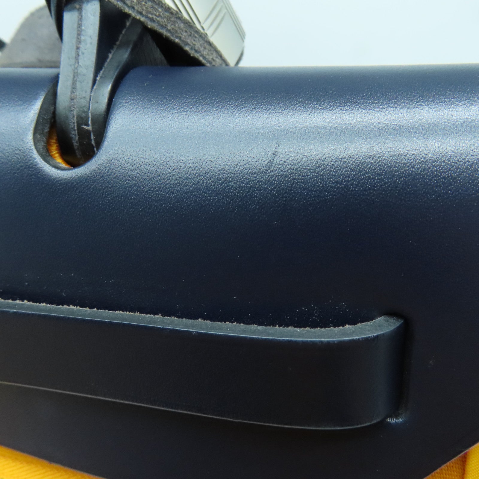 HERMES 帆布/皮革Herbag PM銀扣手挽肩背兩用袋黃色/黑色