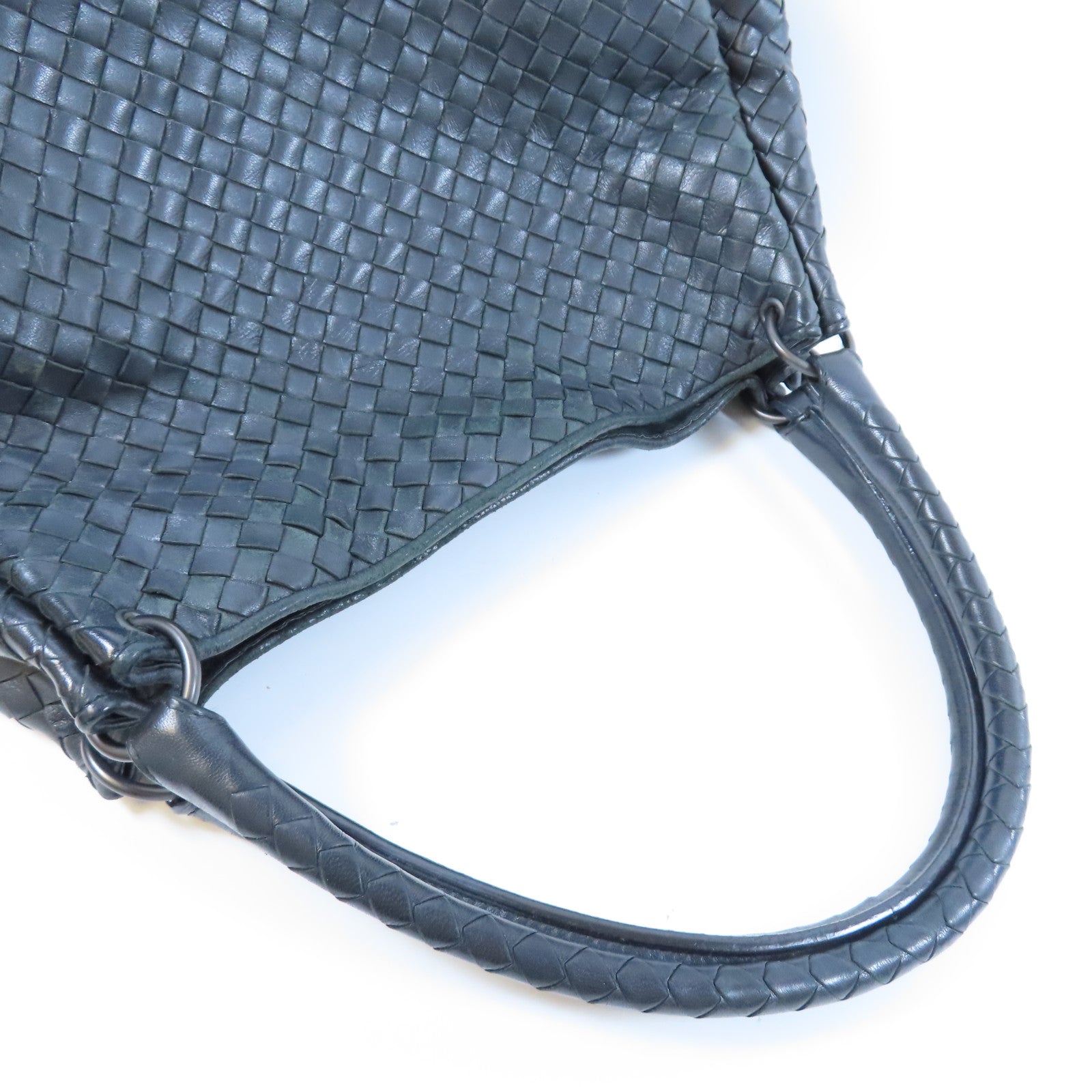 BOTTEGA VENETA 織紋皮革Shoulder Bag銀扣肩背袋黑色