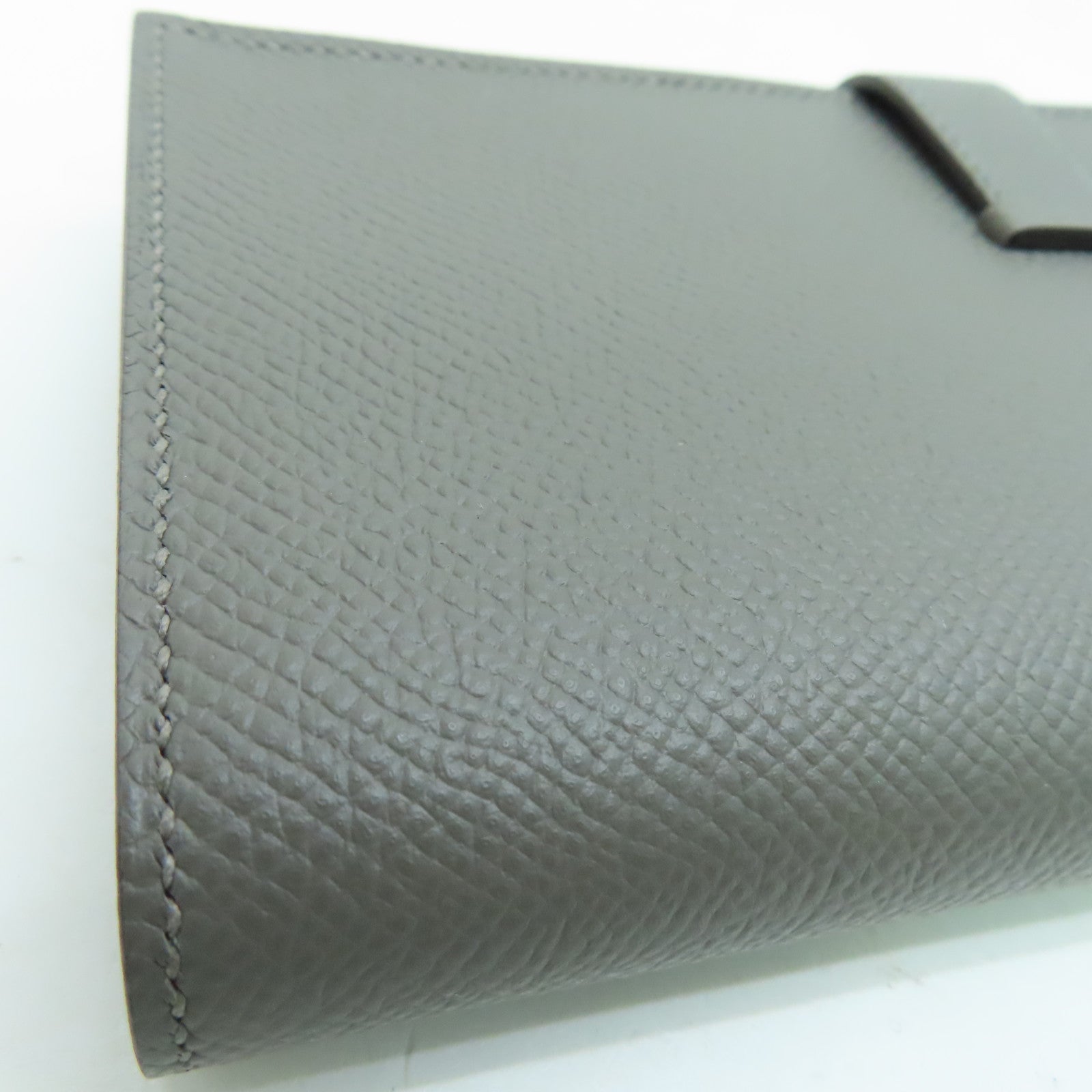 HERMES Epsom皮革Bearn bi-fold Long wallet金扣长钱包灰色