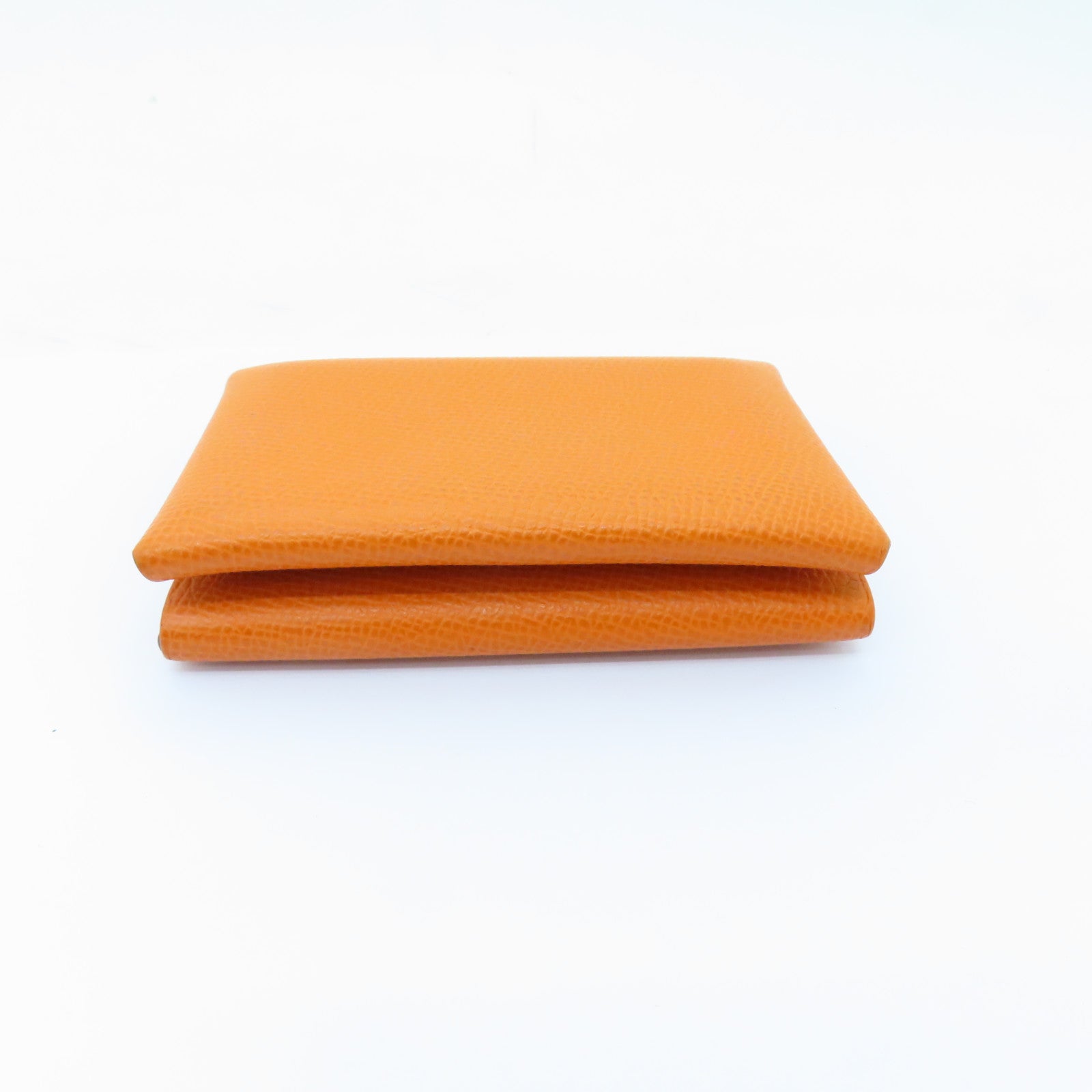 HERMES Epsom Leather Dogon Card Case Silver Buckle Card Holder Orange Orange