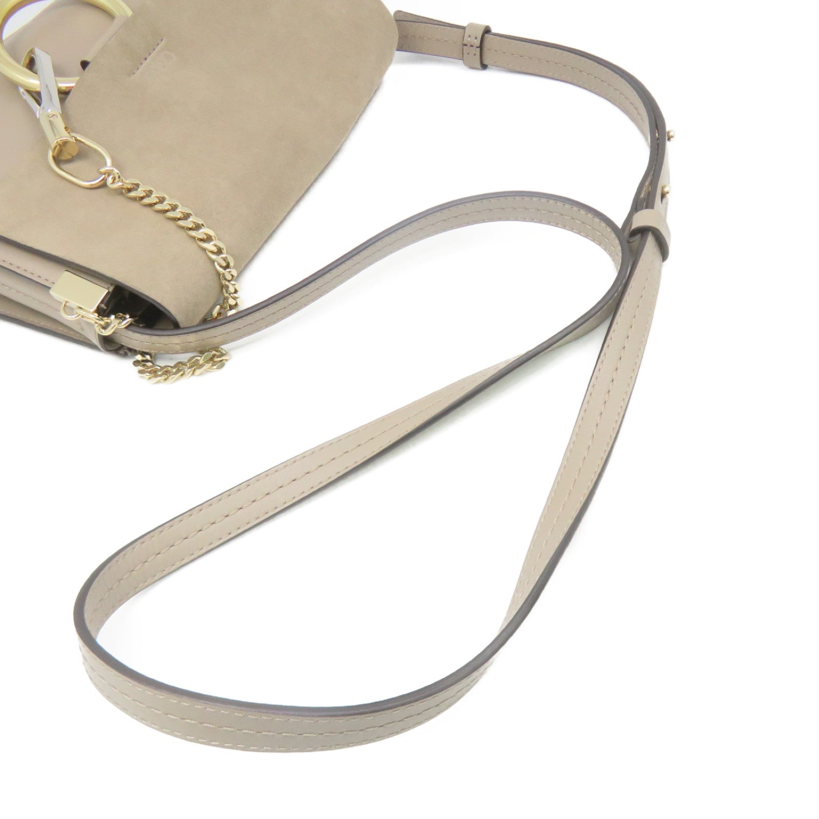 Chloe 牛皮皮革Shoulder Bag金扣链带肩背袋灰色