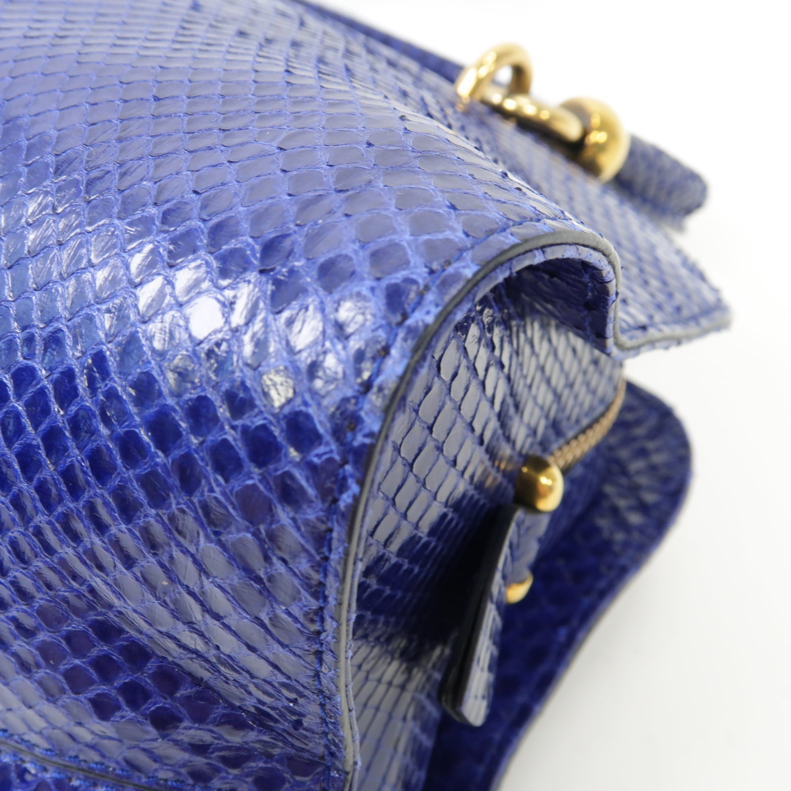 TOD’S 蛇皮皮革2way Shoulder Bag金扣手挽肩背兩用袋藍色