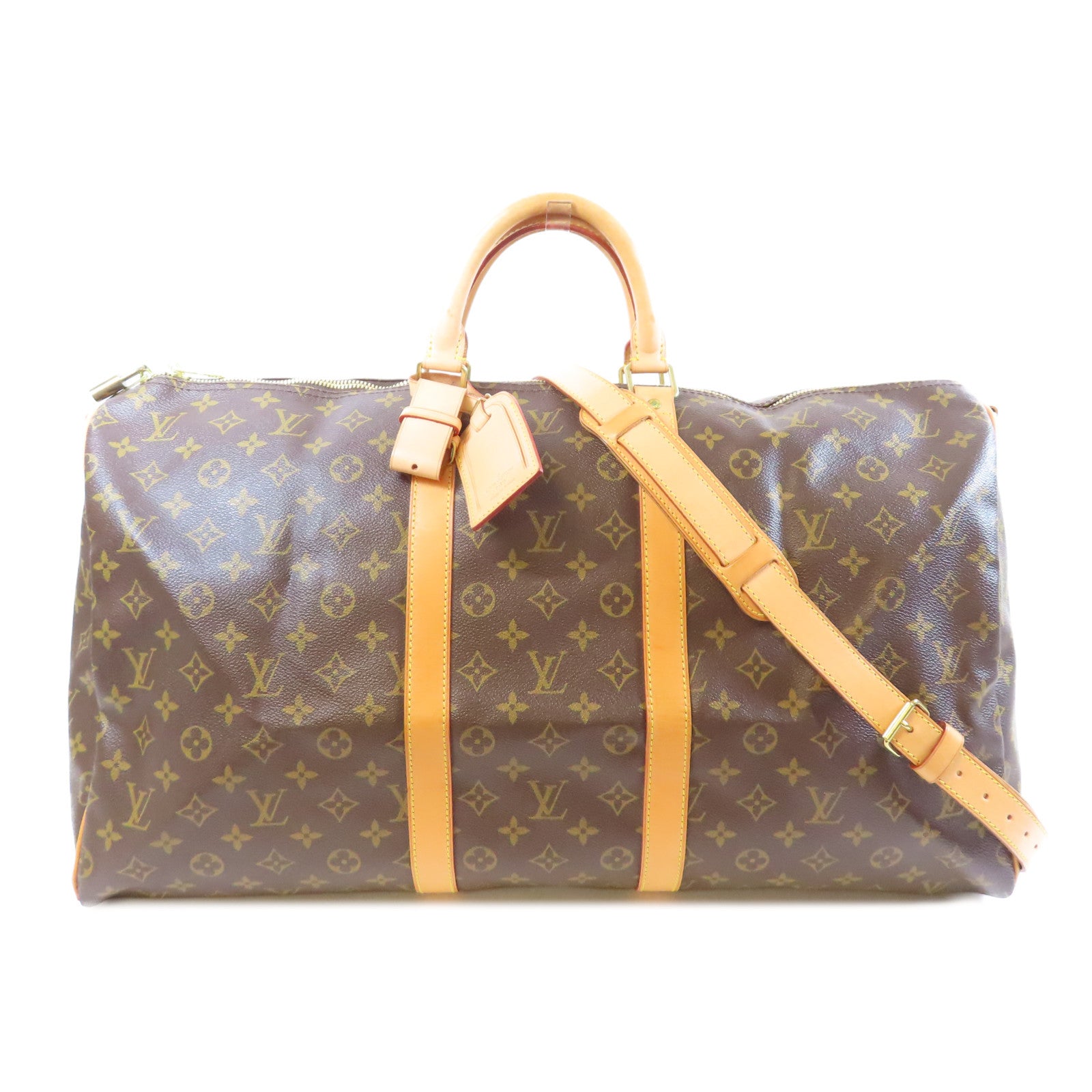 LOUIS VUITTON Monogram Keepall 55 Bandouliere金扣手挽肩背兩用袋啡色