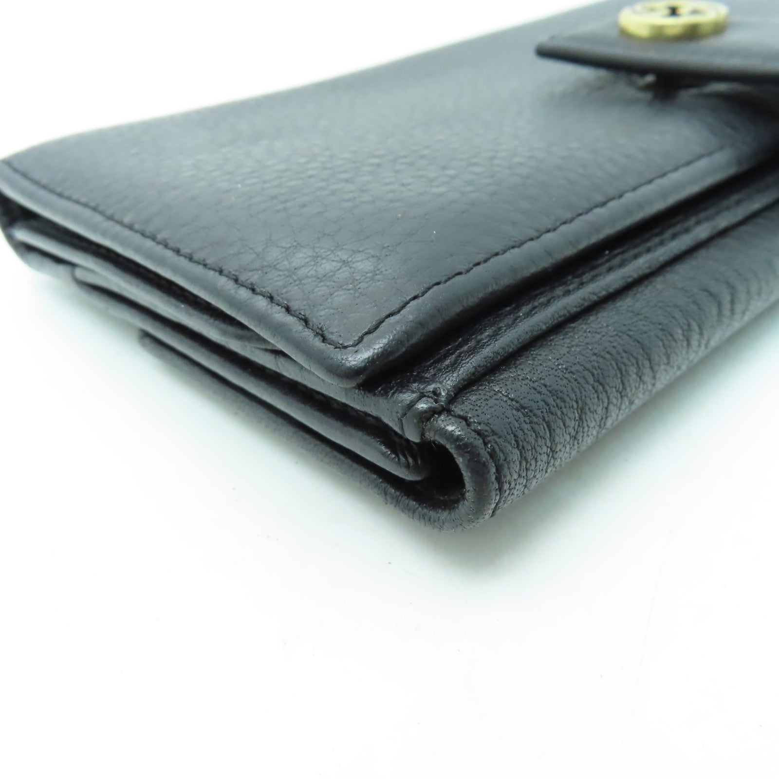 GUCCI 牛皮皮革Long Wallet金扣長錢包黑色