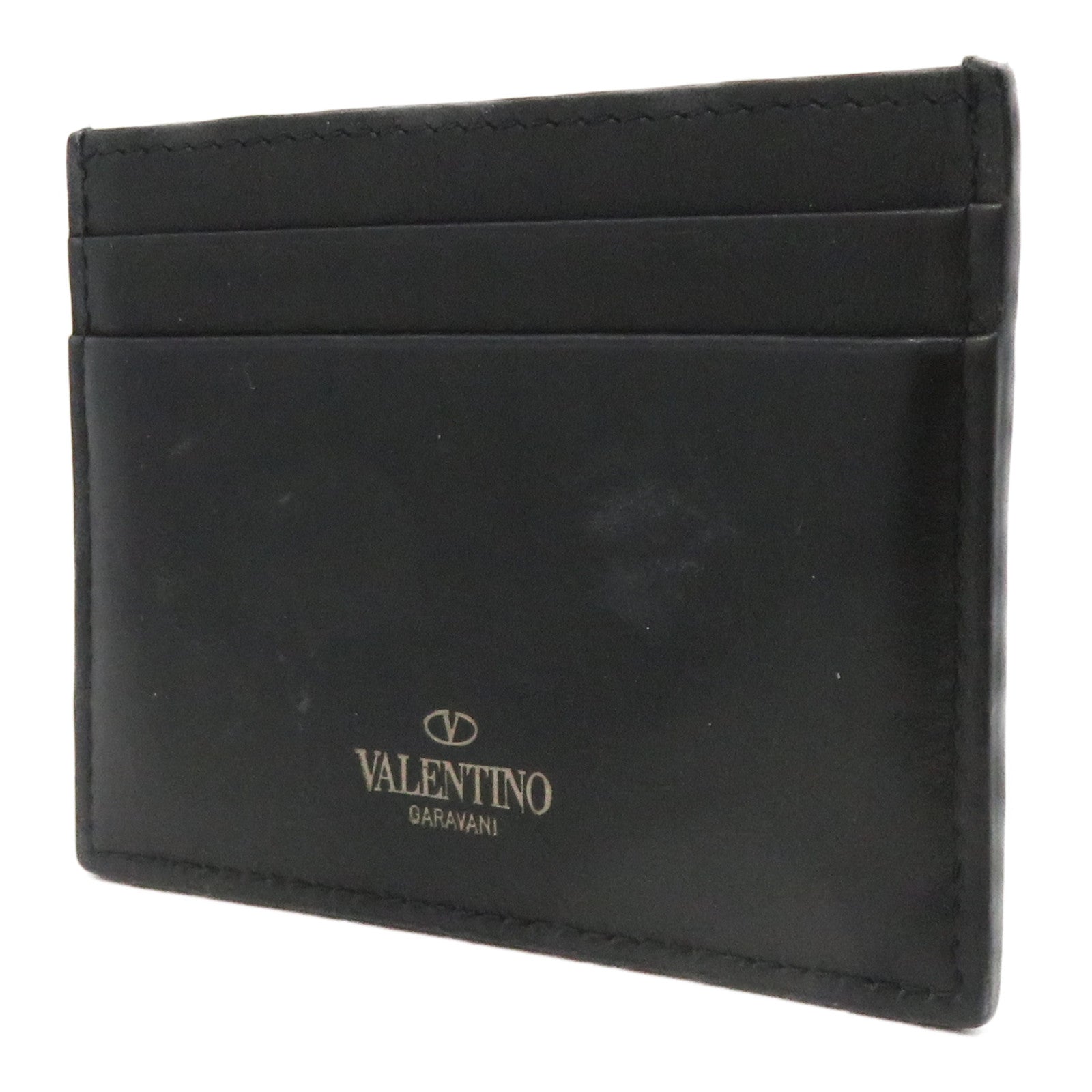 Valentino [Sharp Discount] Leather Card Case Card Holder Black